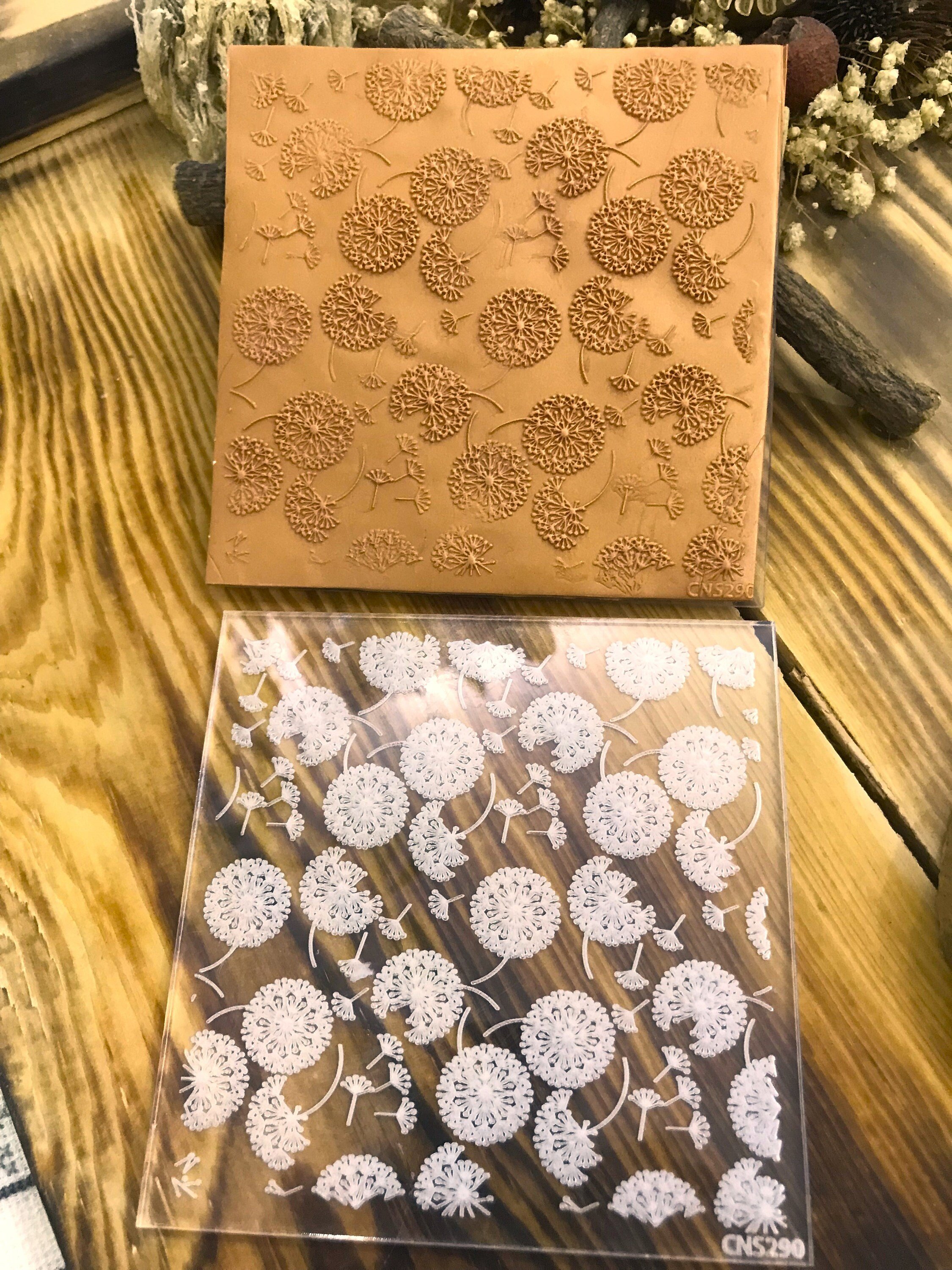 Dandelion Rubber or Acrylic Texture Mat – Polymer Clay Stamp, Embossing Tool, Acrylic Texture Sheet, Plaque, Tile for Fimo, Sculpey, Cernit