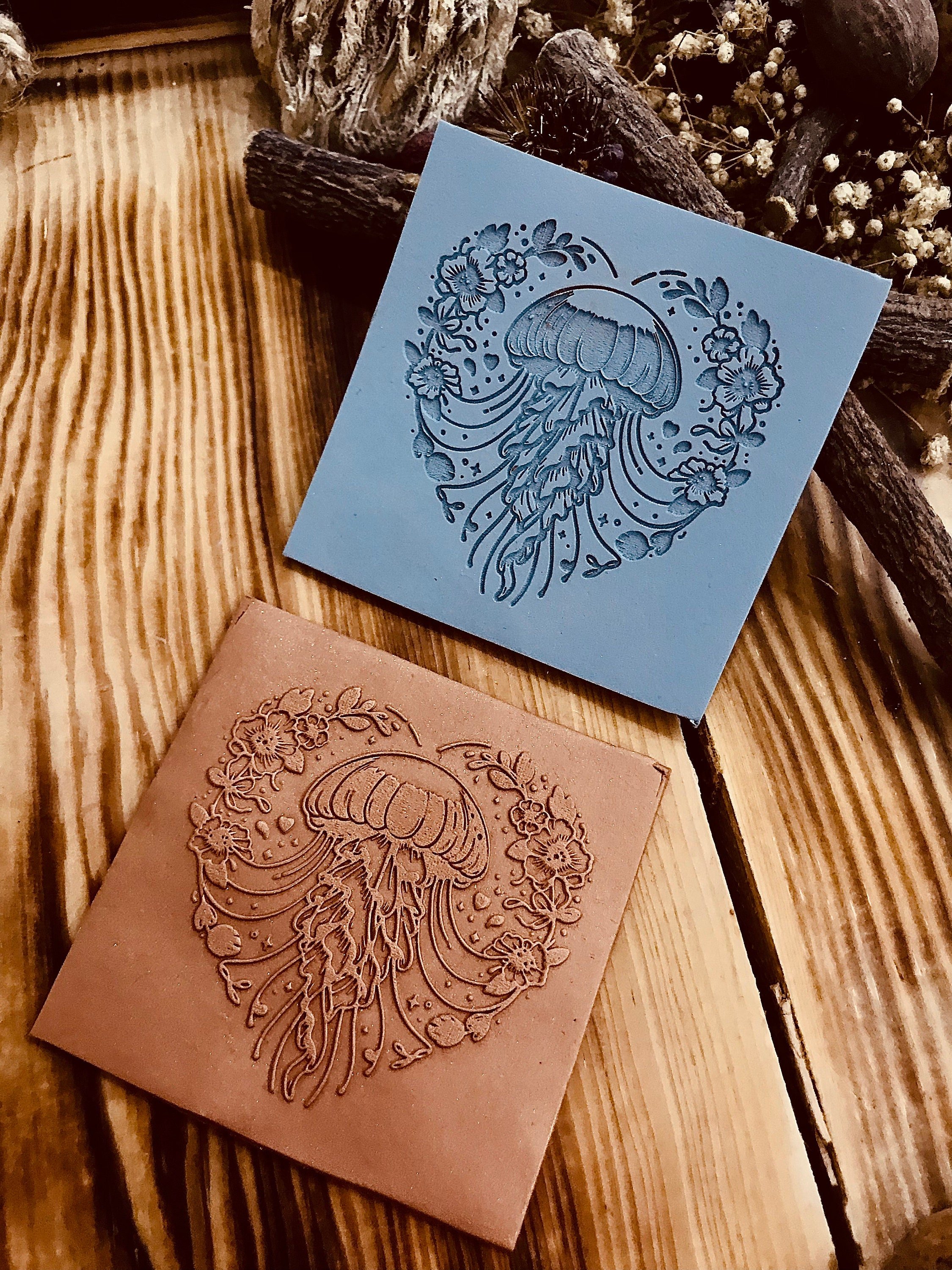 Jellyfish With Flowers Pattern Rubber Texture Mat Polymer Clay Tools⎥Earring Making⎥Hand Roller⎥Clay Texture Tool⎥Jewellery Tools