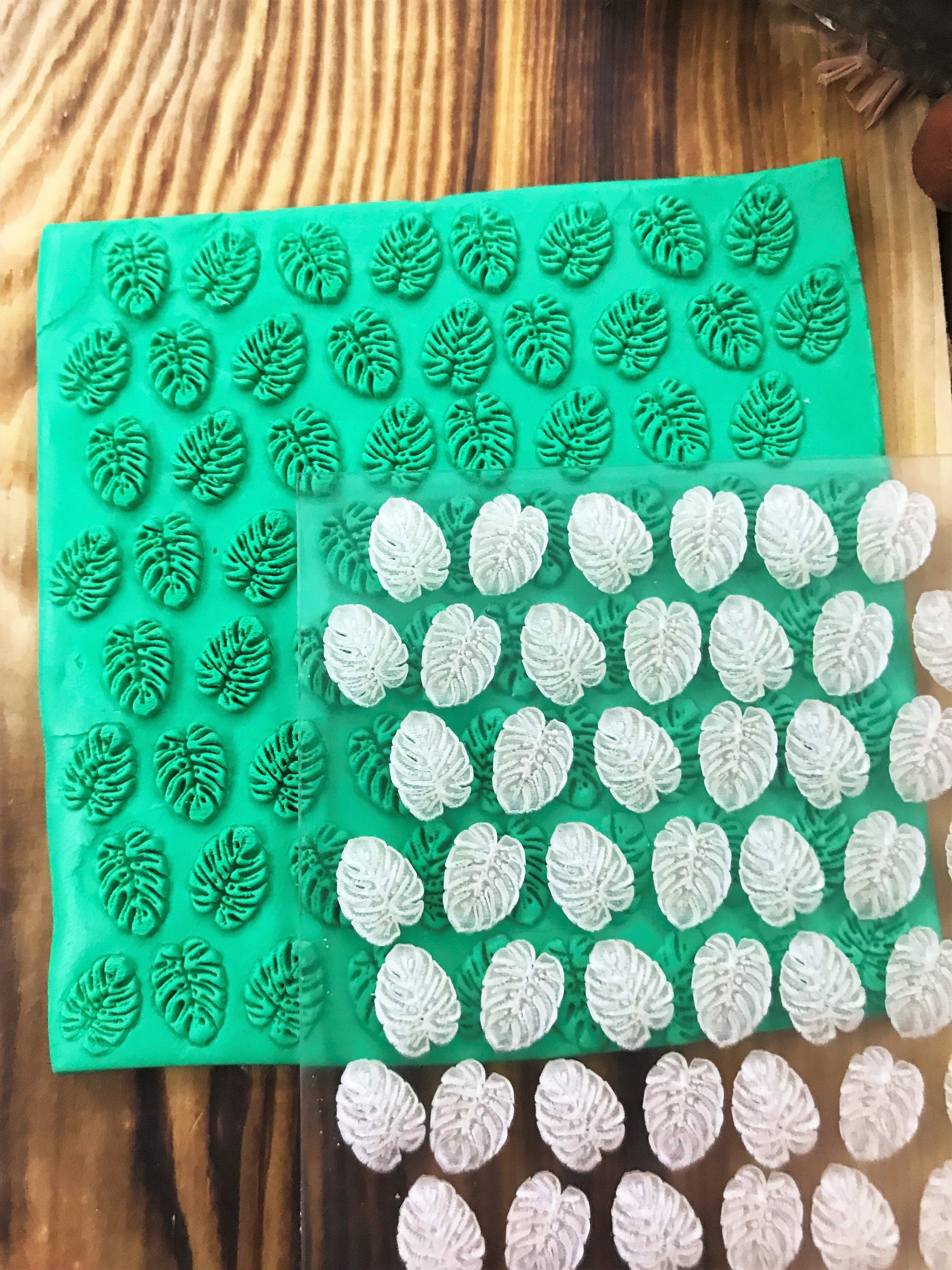 Palm Leaf Texture Mat, Polymer Clay Impression Mat, Acrylic Ceramic texture tool, Polymer Clay Earring Tool