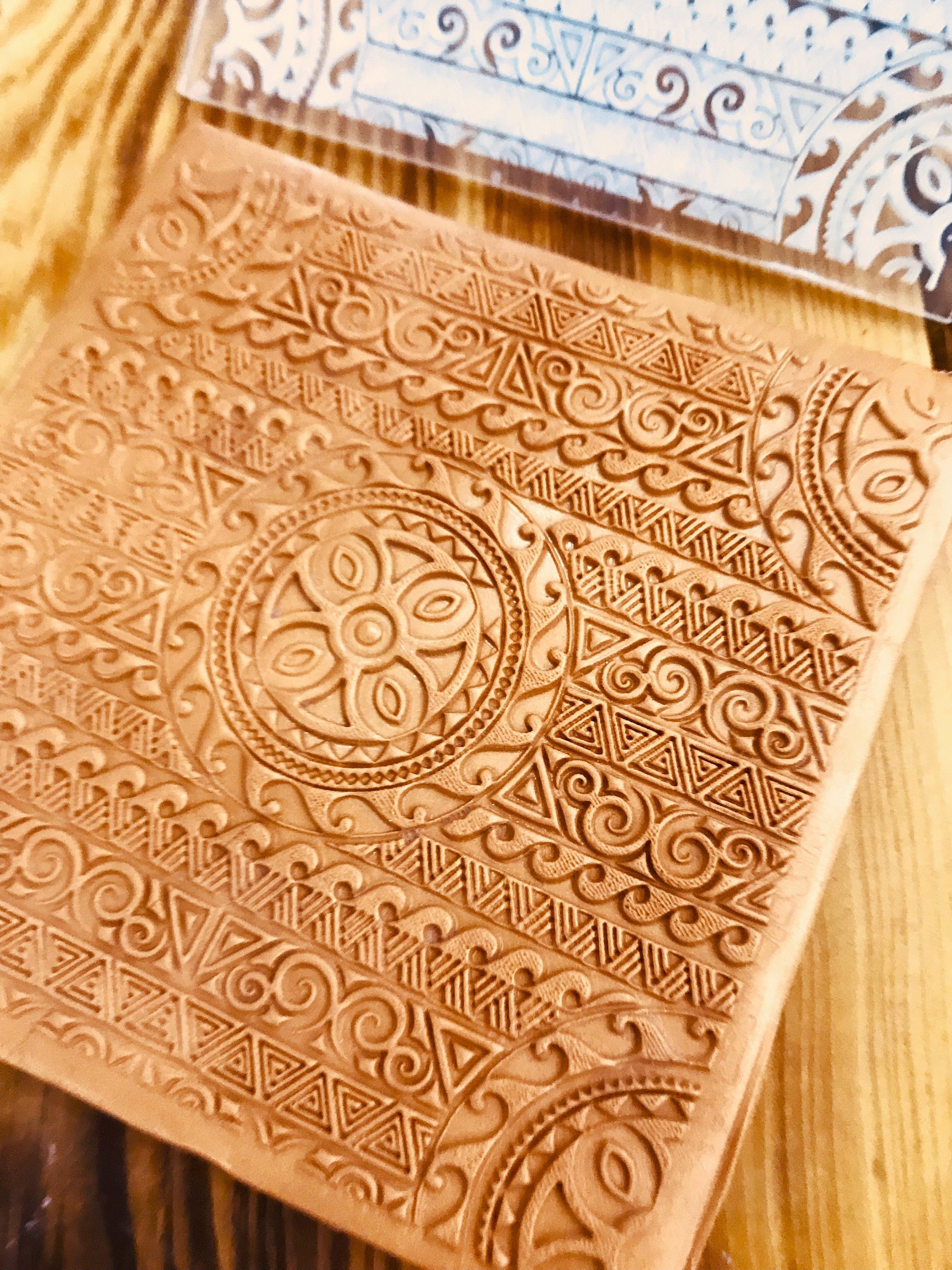 Ethnic Pattern Rubber or Acrylic Texture Mat – Polymer Clay Stamp, Embossing Tool, Acrylic Texture Sheet, Plaque, Tile for Fimo, Sculpey, Cernit