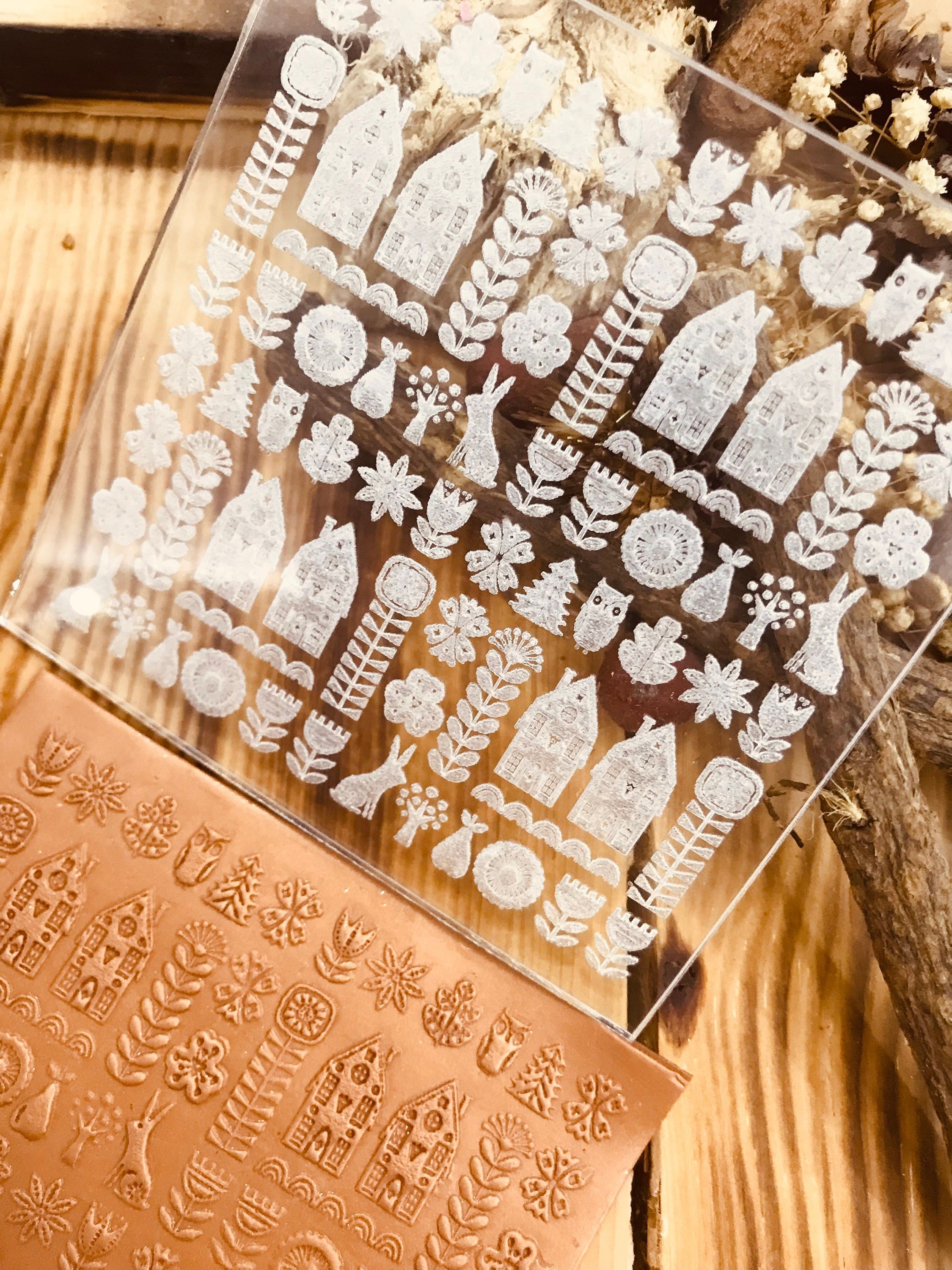 Ornamental Acrylic or Rubber Embossing Stamp For Polymer Clay, Ceramic ,Fondant Stamp, Cookie Embosser, Cookie Stamp, Acrylic texture tool