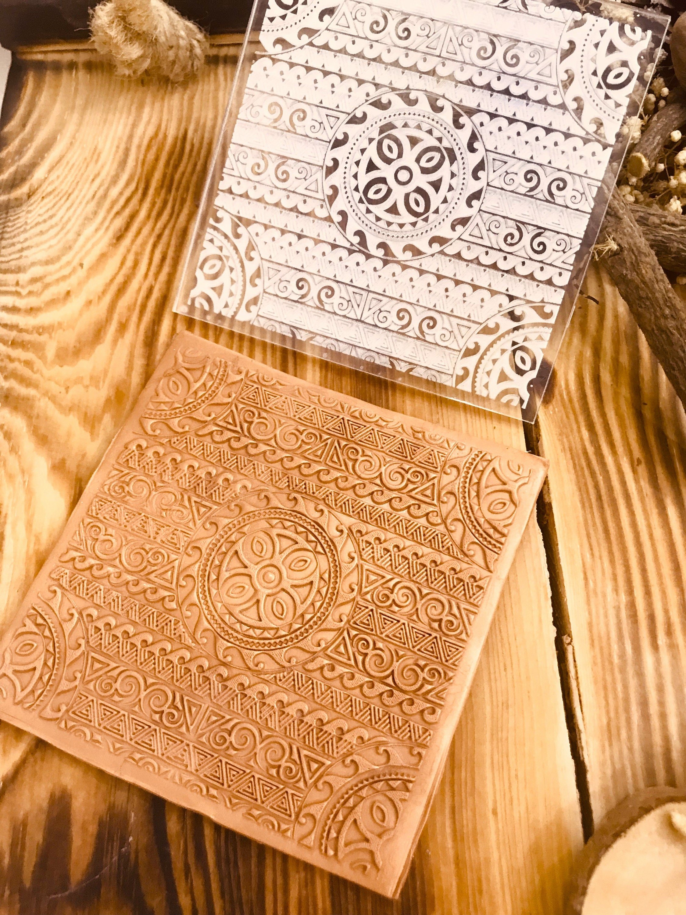 Ethnic Pattern Rubber or Acrylic Texture Mat – Polymer Clay Stamp, Embossing Tool, Acrylic Texture Sheet, Plaque, Tile for Fimo, Sculpey, Cernit