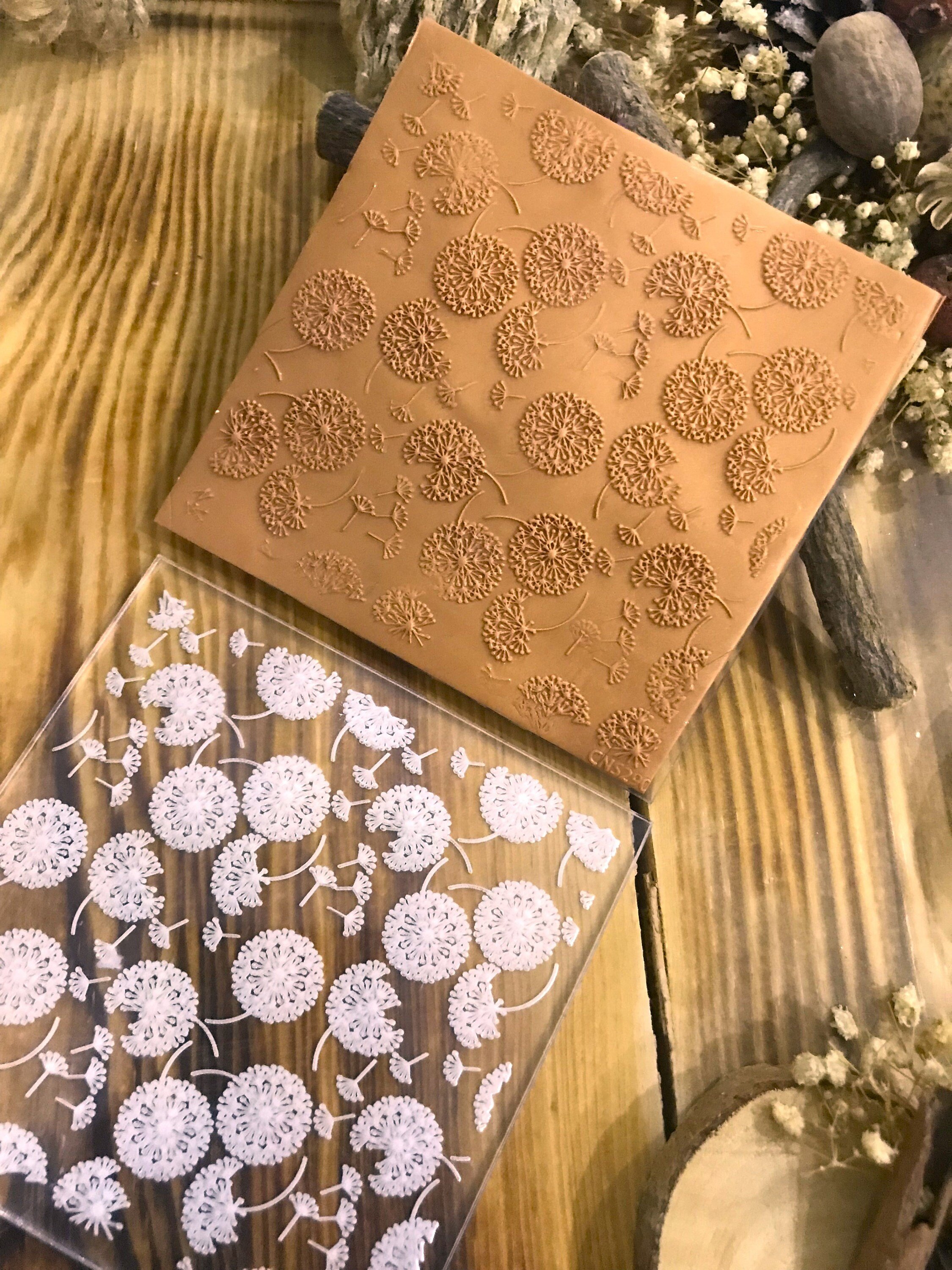 Dandelion Rubber or Acrylic Texture Mat – Polymer Clay Stamp, Embossing Tool, Acrylic Texture Sheet, Plaque, Tile for Fimo, Sculpey, Cernit