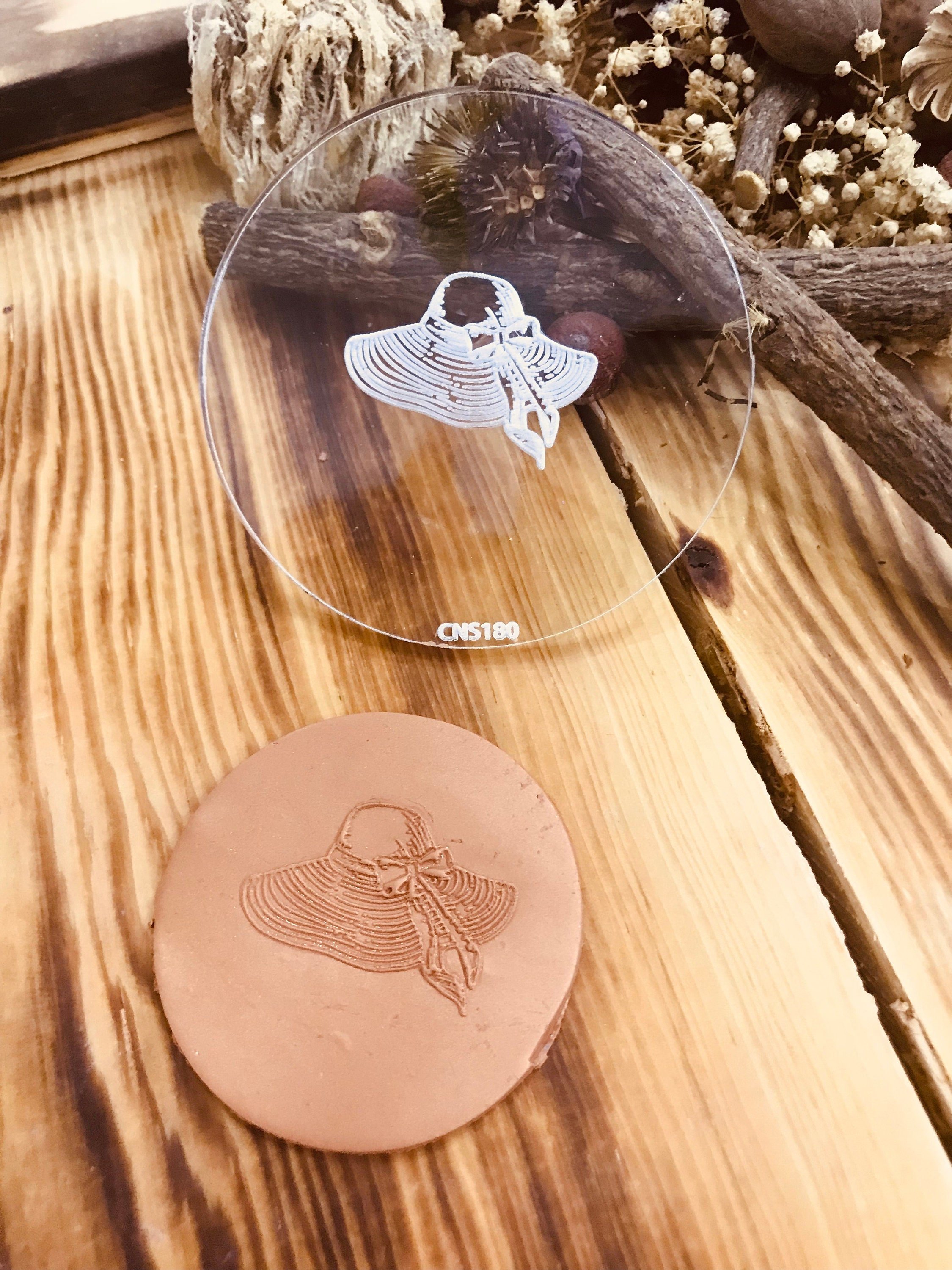 Woman Hat Pattern Texture Mat, Debossing Stamp, Acrylic clay texture tool, Texture Sheet,Ceramic Supplies, Texture Plate