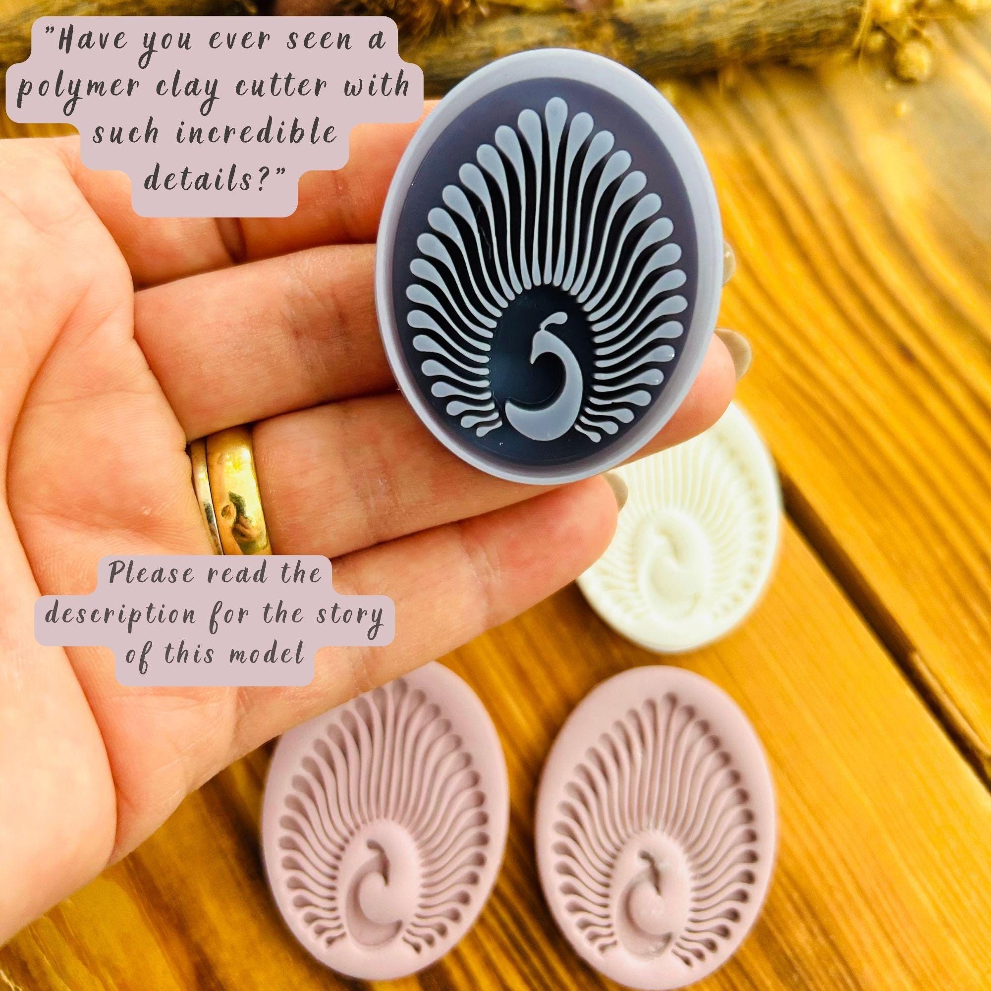 Peacock &quot;Erhani&quot; Pattern Polymer Clay Cutter ,Unique Design, Polymer Clay, Cookie Dough, Soap Making