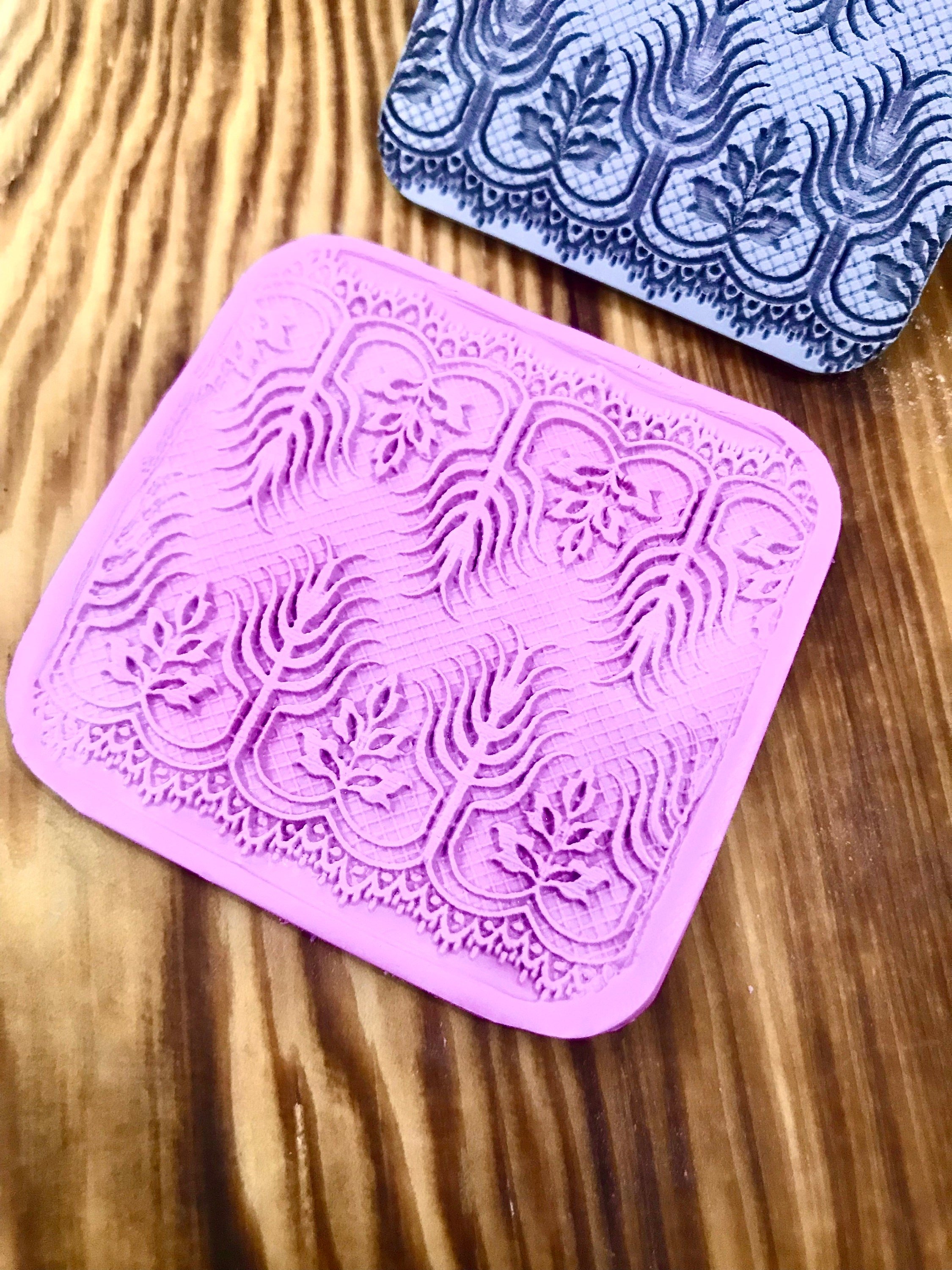 Baroque Pattern Rubber Texture Mat⎥Polymer Clay Tools⎥Earring Making⎥Hand Roller⎥Clay Texture Tool⎥Jewellery Tools