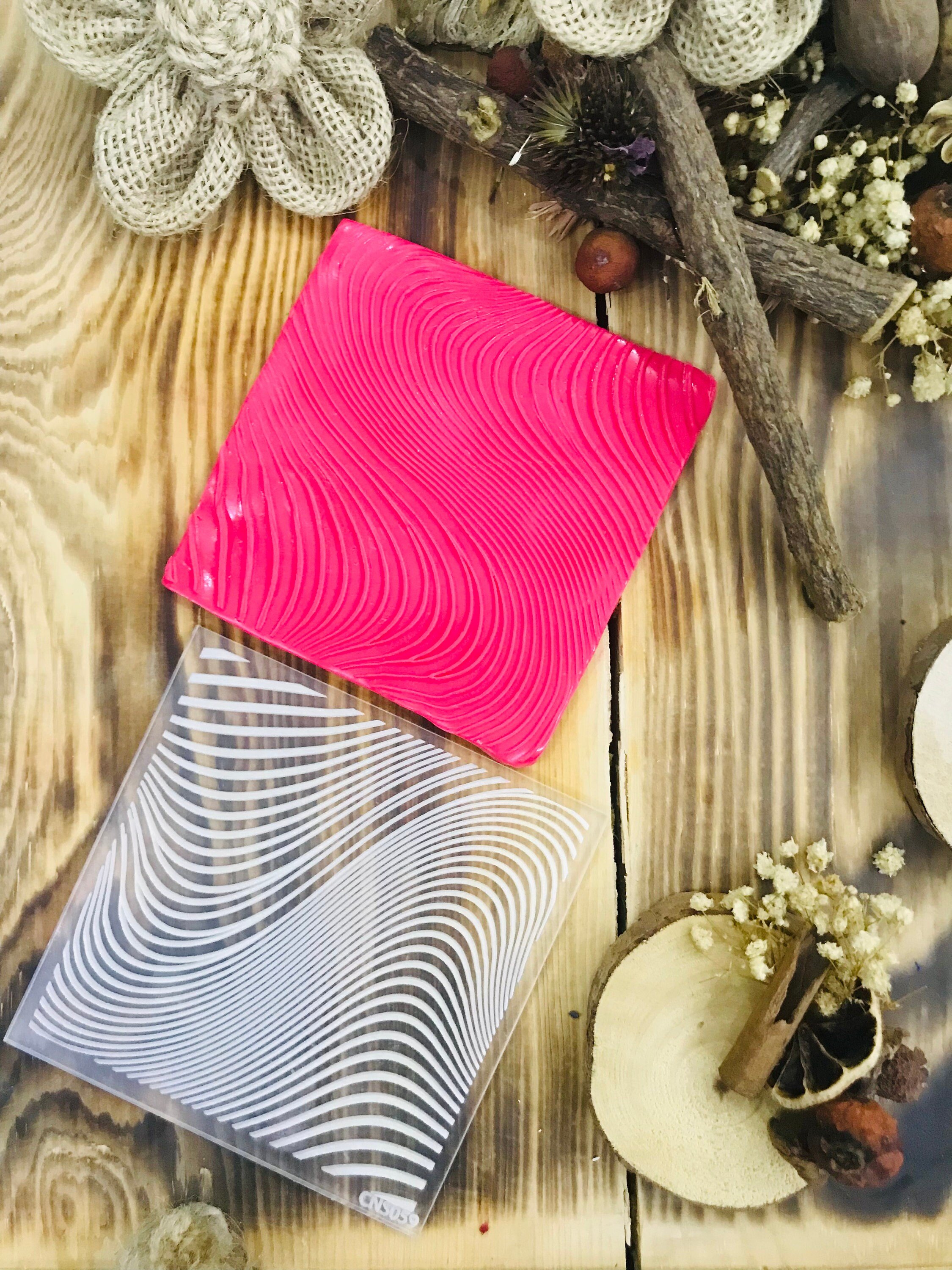 Wave Texture Mat, Polymer Clay Debossing Stamp, Acrylic clay tool, Wave Texture Sheet, Pottery Tools, Ceramic Supplies, Texture Plate