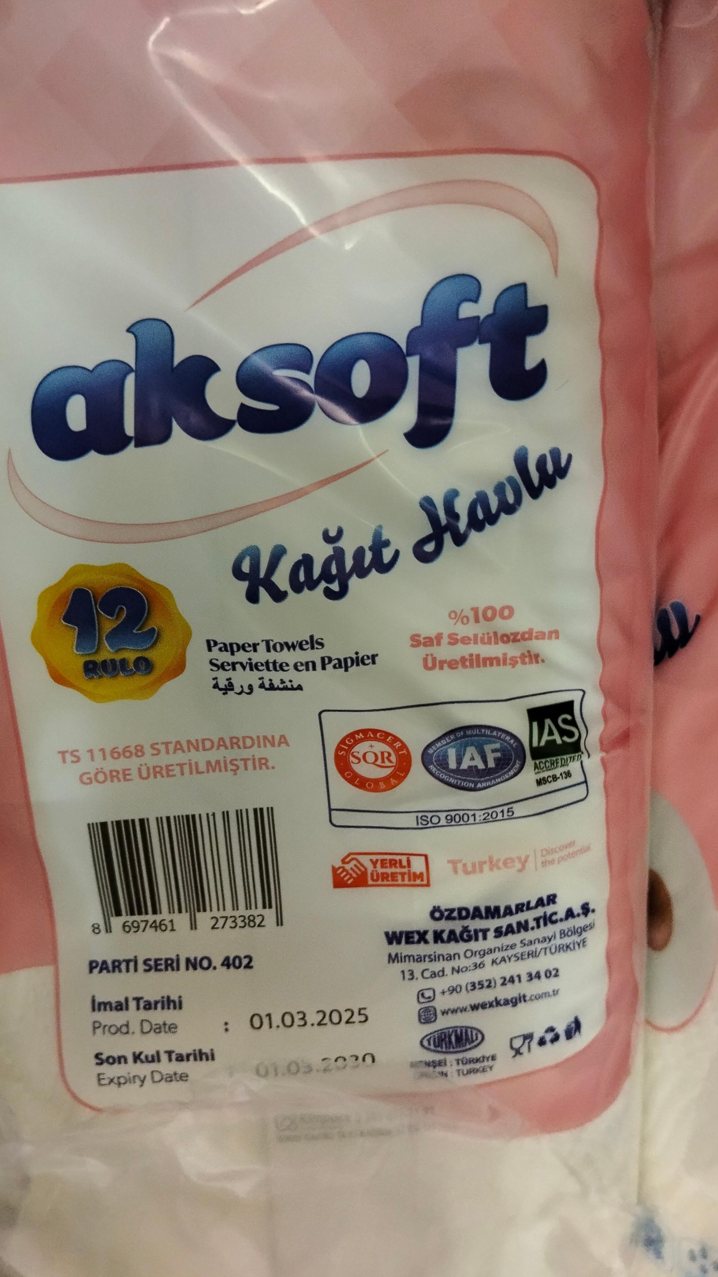 Aksoft kağıt havlu