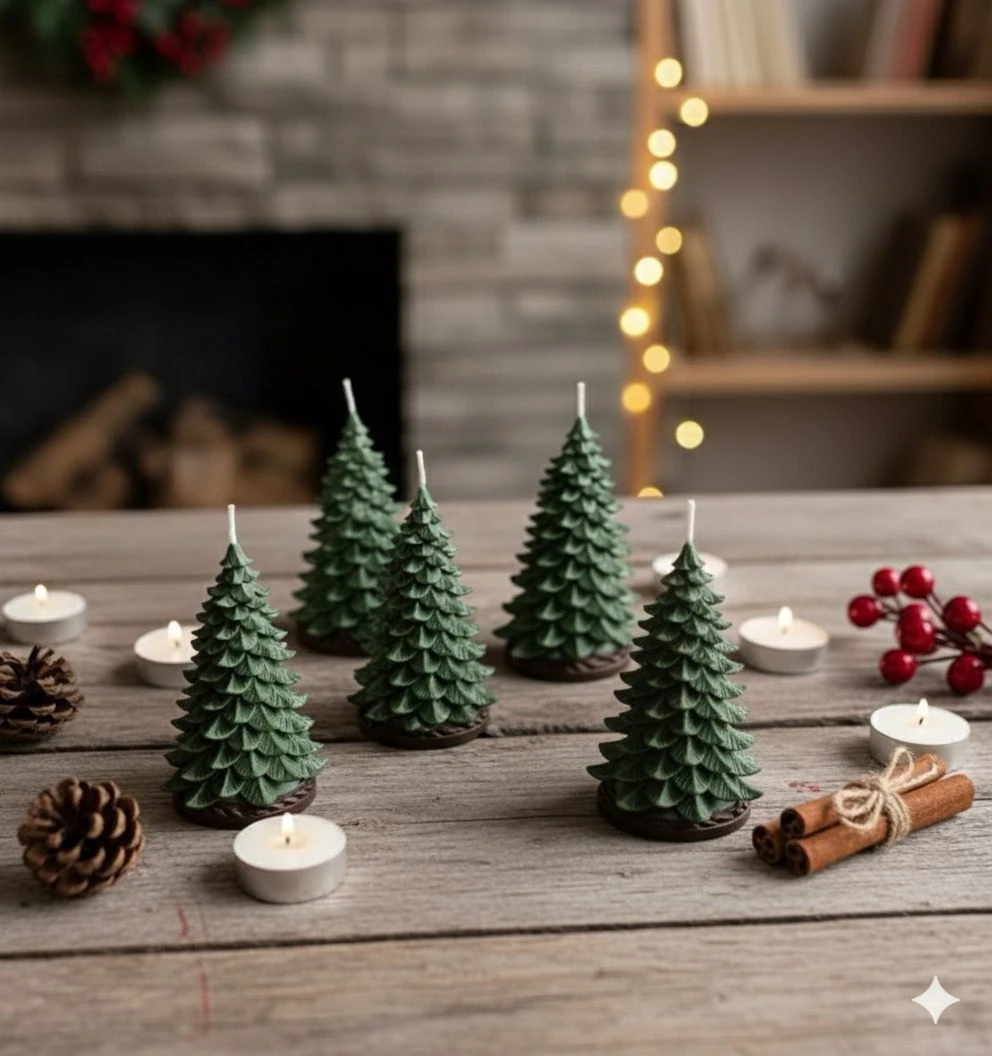 Çam ağacı mum silikn kalıbı dekoratif leylandi ağacı mum silikon kalıbı