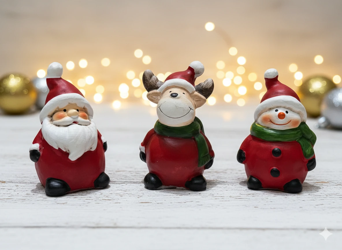 Yılbaşı Temalı 3'lü Silikon Kalıp Seti - Noel Baba, Geyik, Kardan Adam Figürleri 