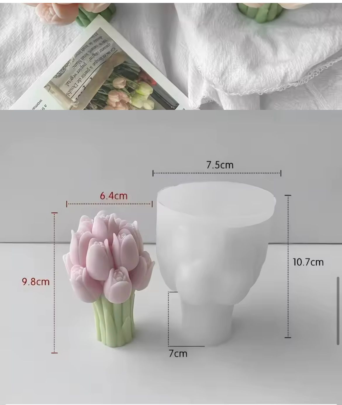 Lale Buketi Silikon Kalıp – Mum, Beton, Alçı ve Sabun Döküm Kalıbı