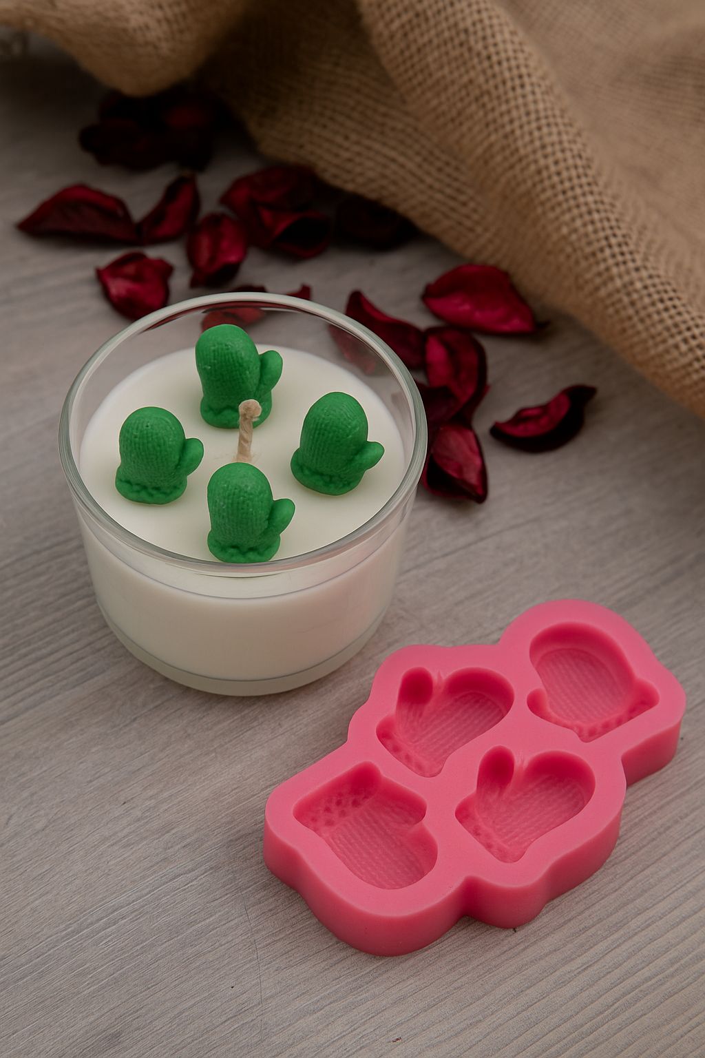  Dörtlü Eldiven Mini Mum Kalıbı 