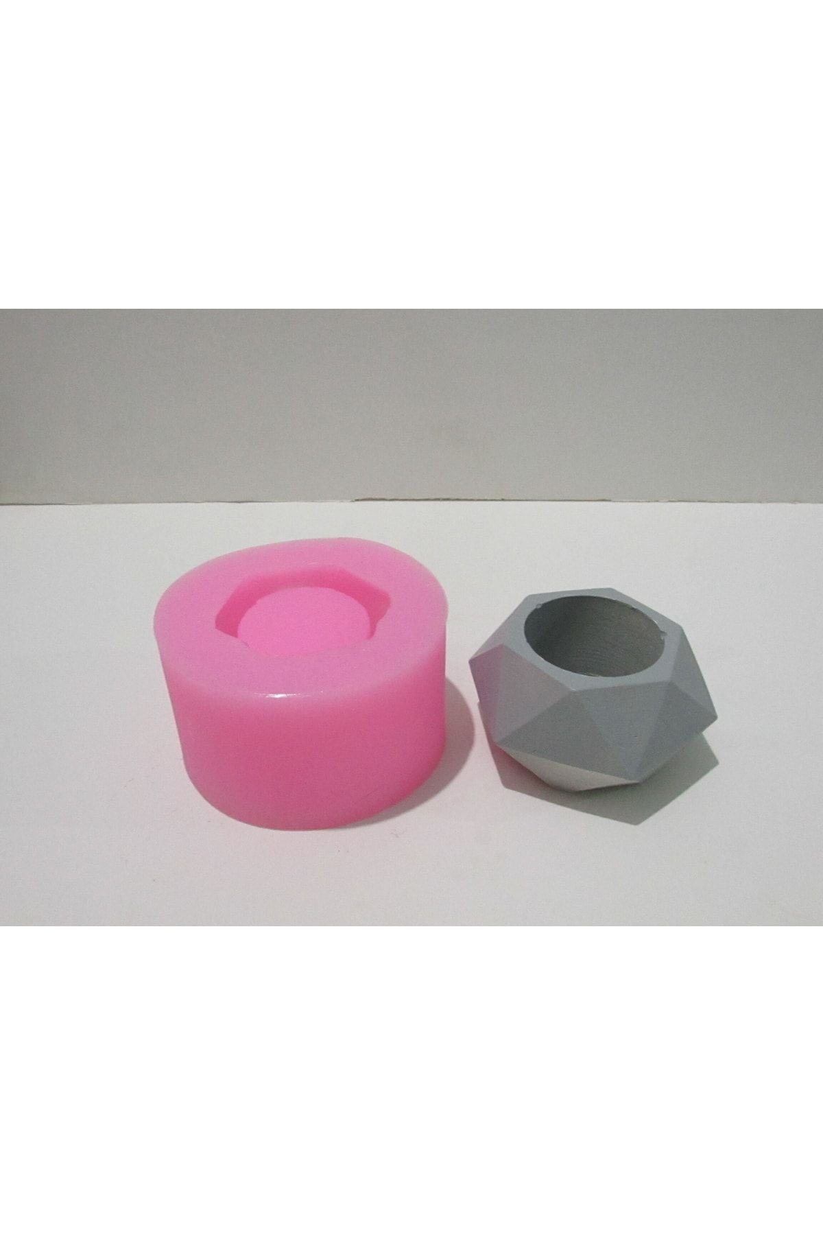 Geometrik Desen Saksı Silikon Kalıbı -2 (mum, Kokulutaş , Sabun Kalıbı)