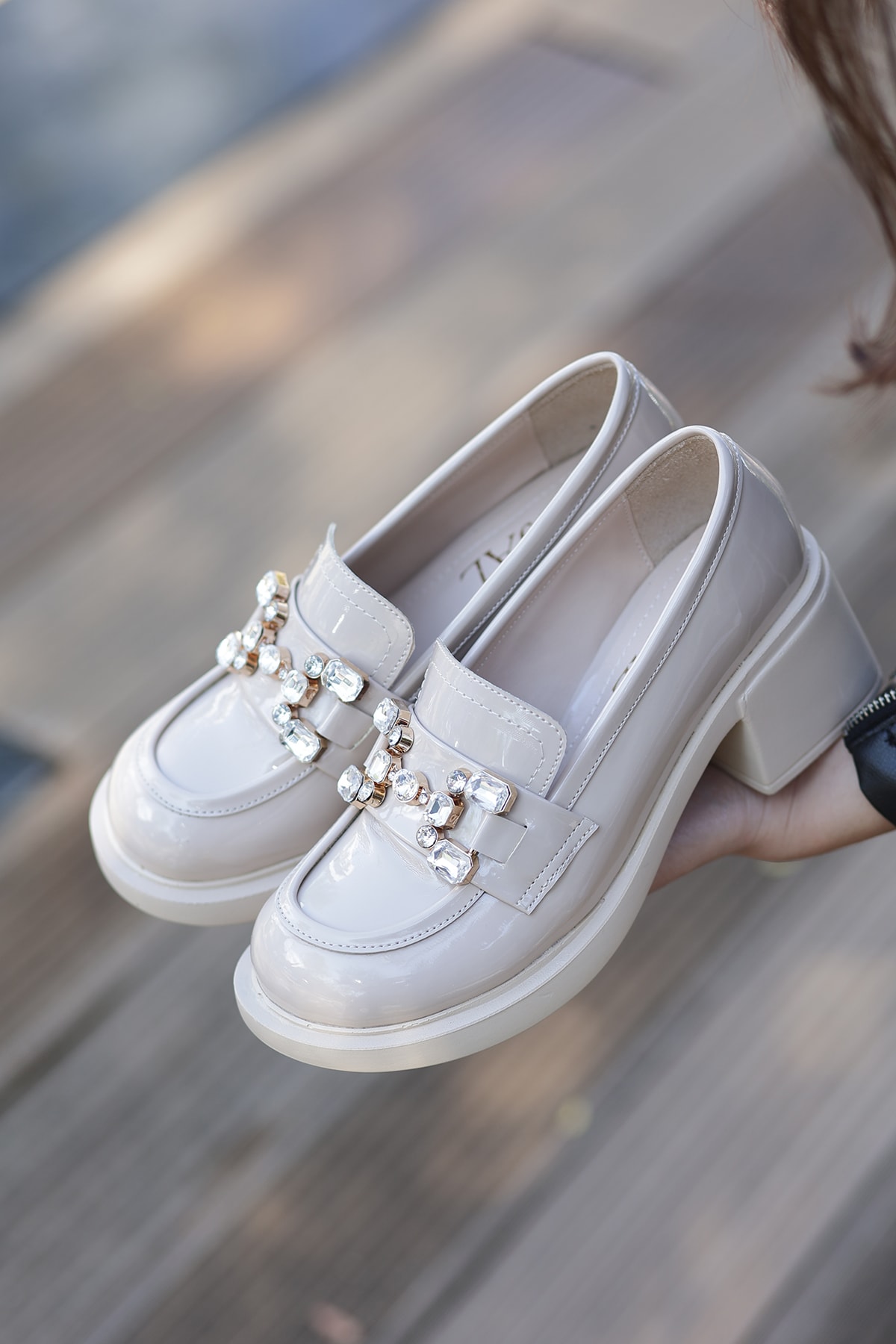 RC 3210 Taşlı Yüksek Topuklu Loafer