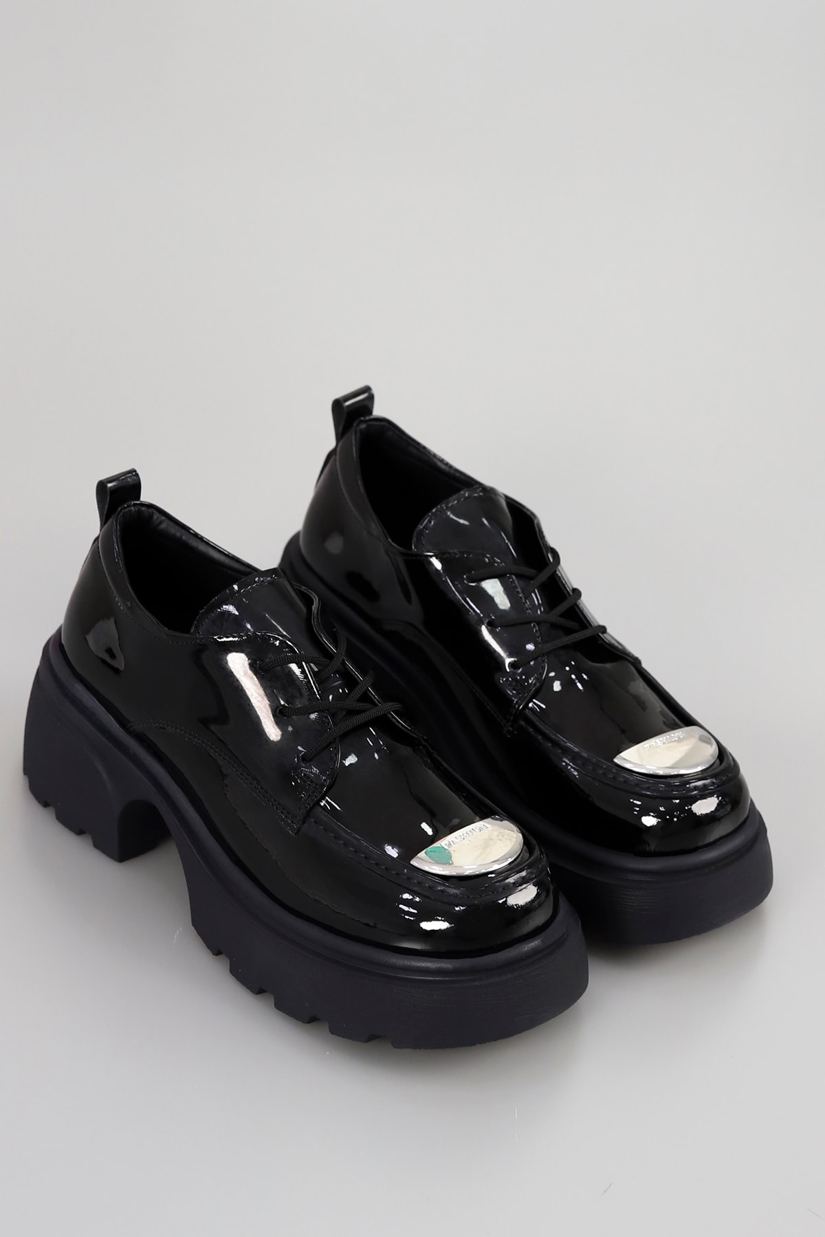 DVMD 2600 Metal Detaylı Yüksek Tabanlı Loafer - SİYAH RUGAN
