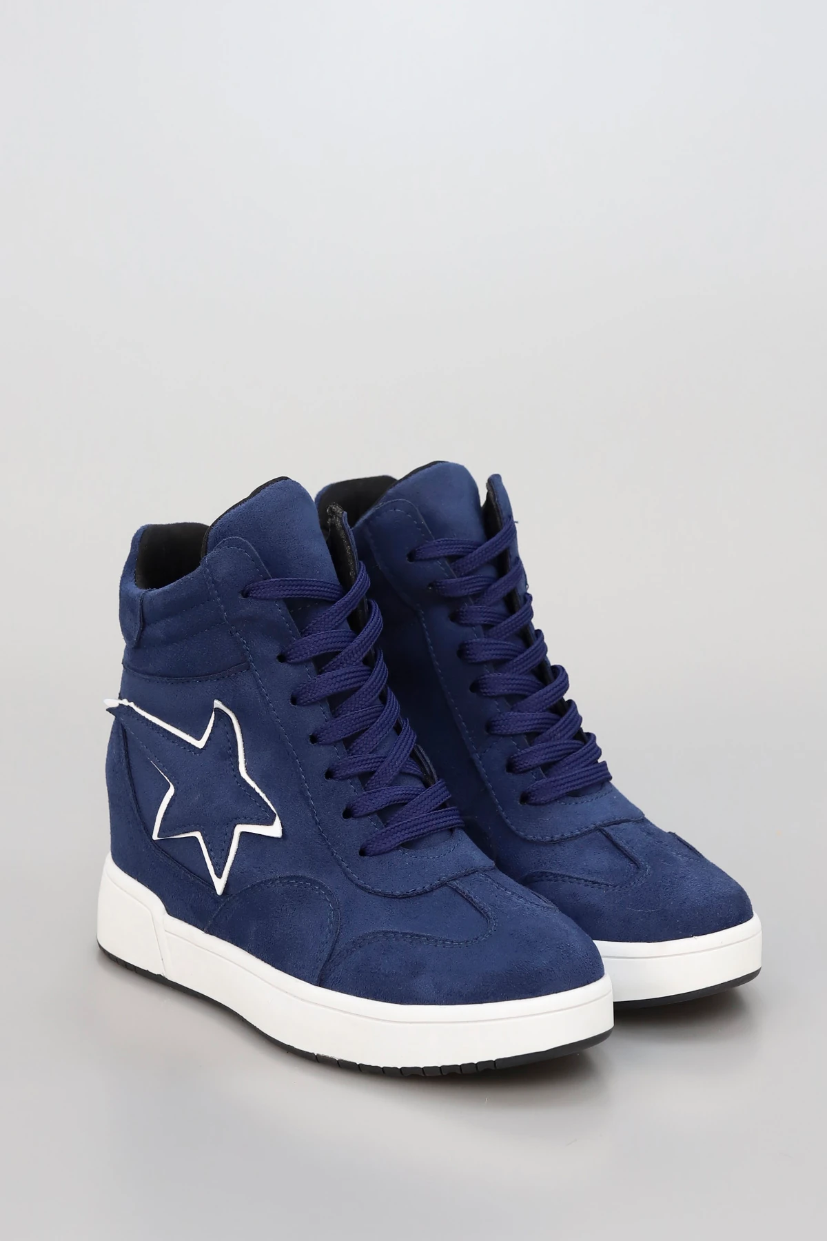 FRM 163 Yıldız Detaylı Gizli Topuklu Fermuarlı Bot - MAVİ