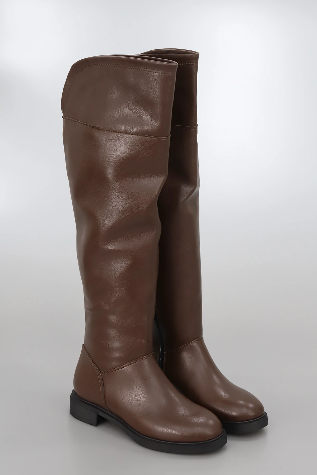 BTBR10 Diz Altı Uzun Çizme - KAHVERENGİ DERİ