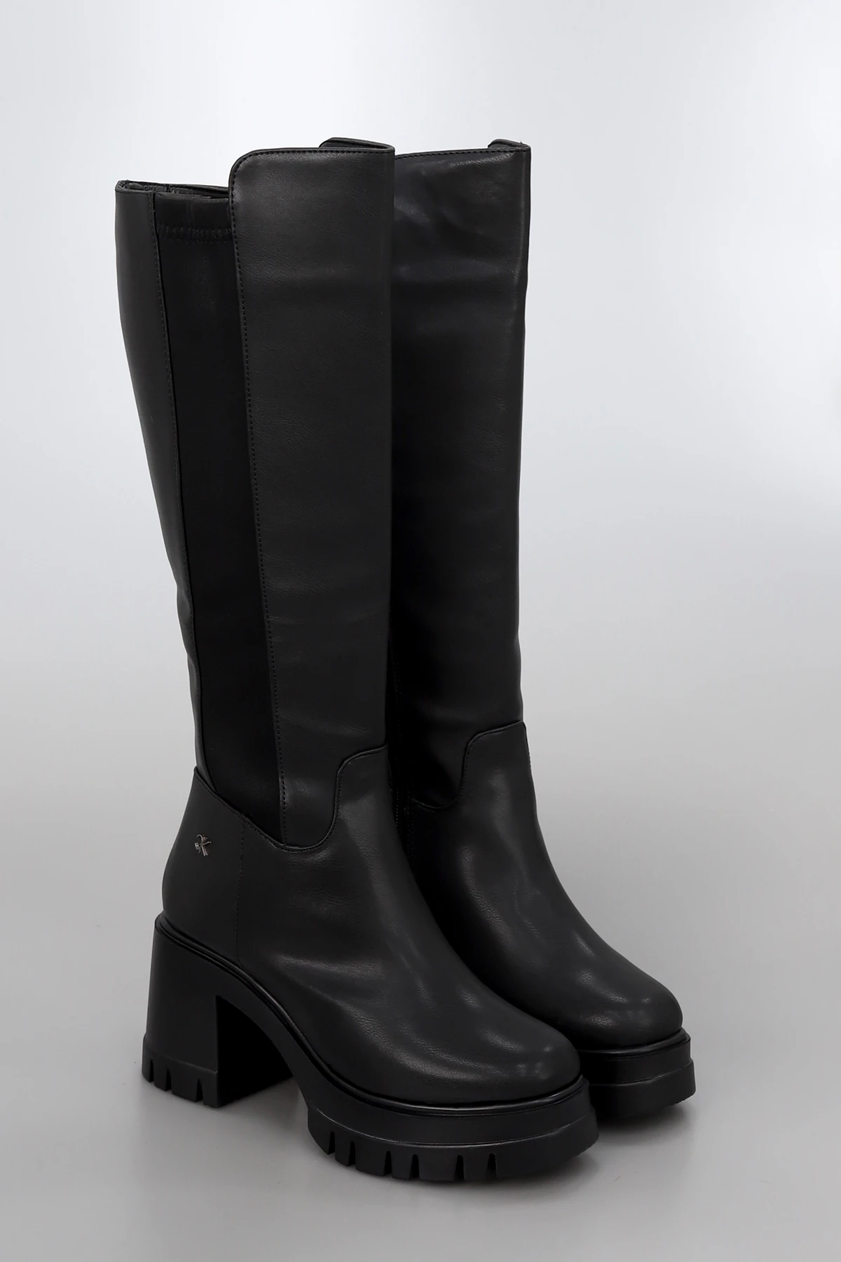 BT900 Arkası Streç Kumaş Diz Altı Çizme - SİYAH