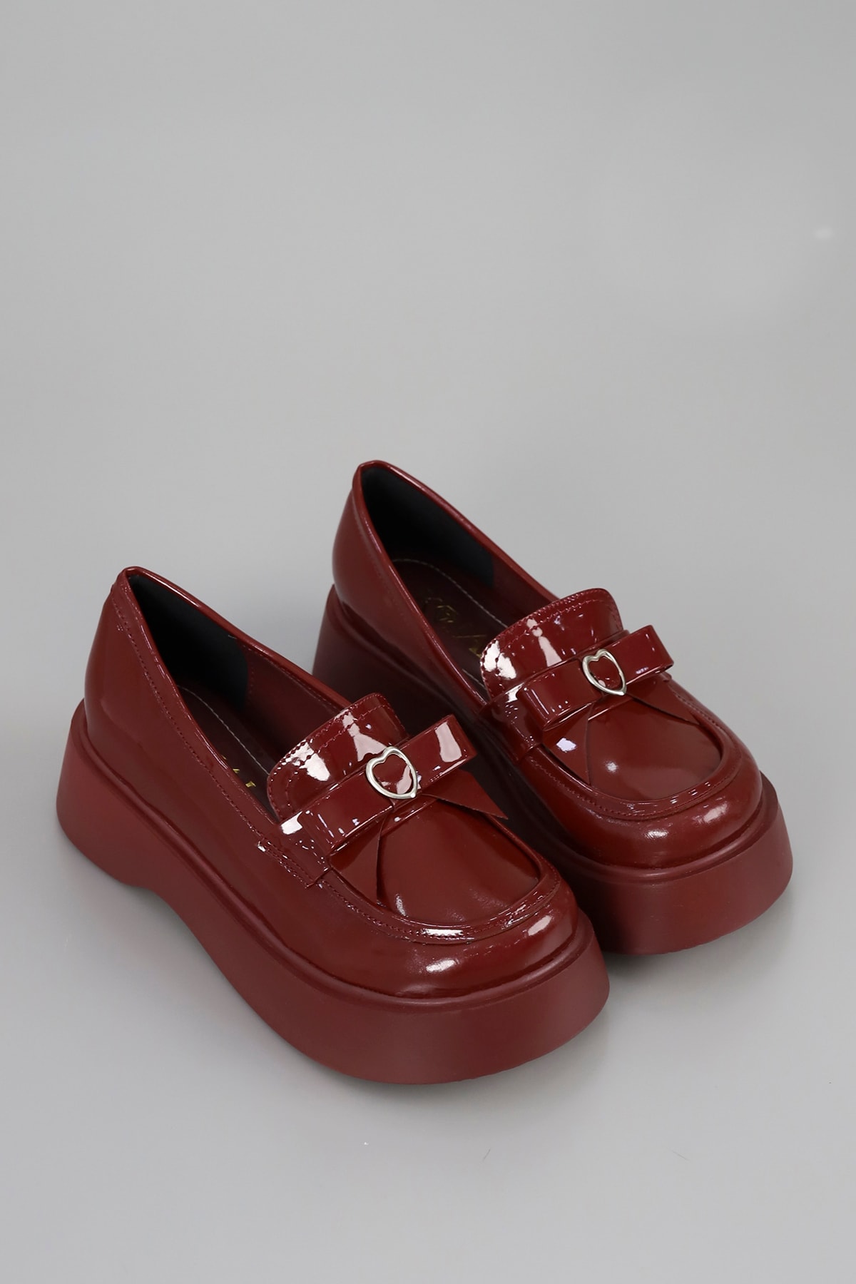 SMR 101 Kalp Toka Detay Kalın Taban Loafer - BORDO RUGAN