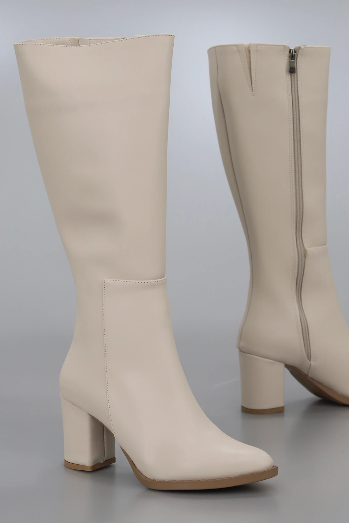 SLÇ 103 Fermuarlı Kalın Topuklu Çizme