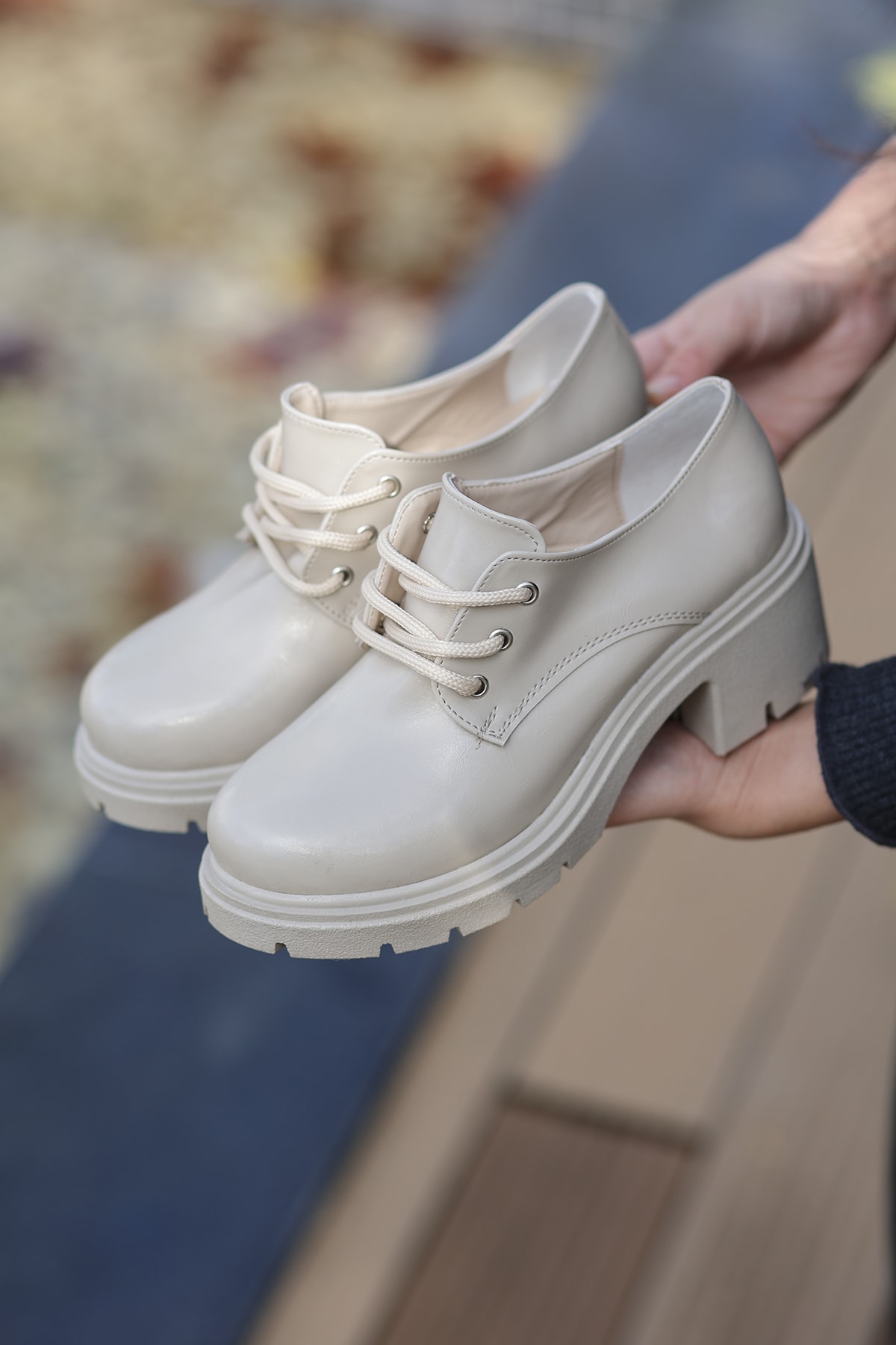 NVL 508 Bağcıklı Kalın Topuklu Loafer