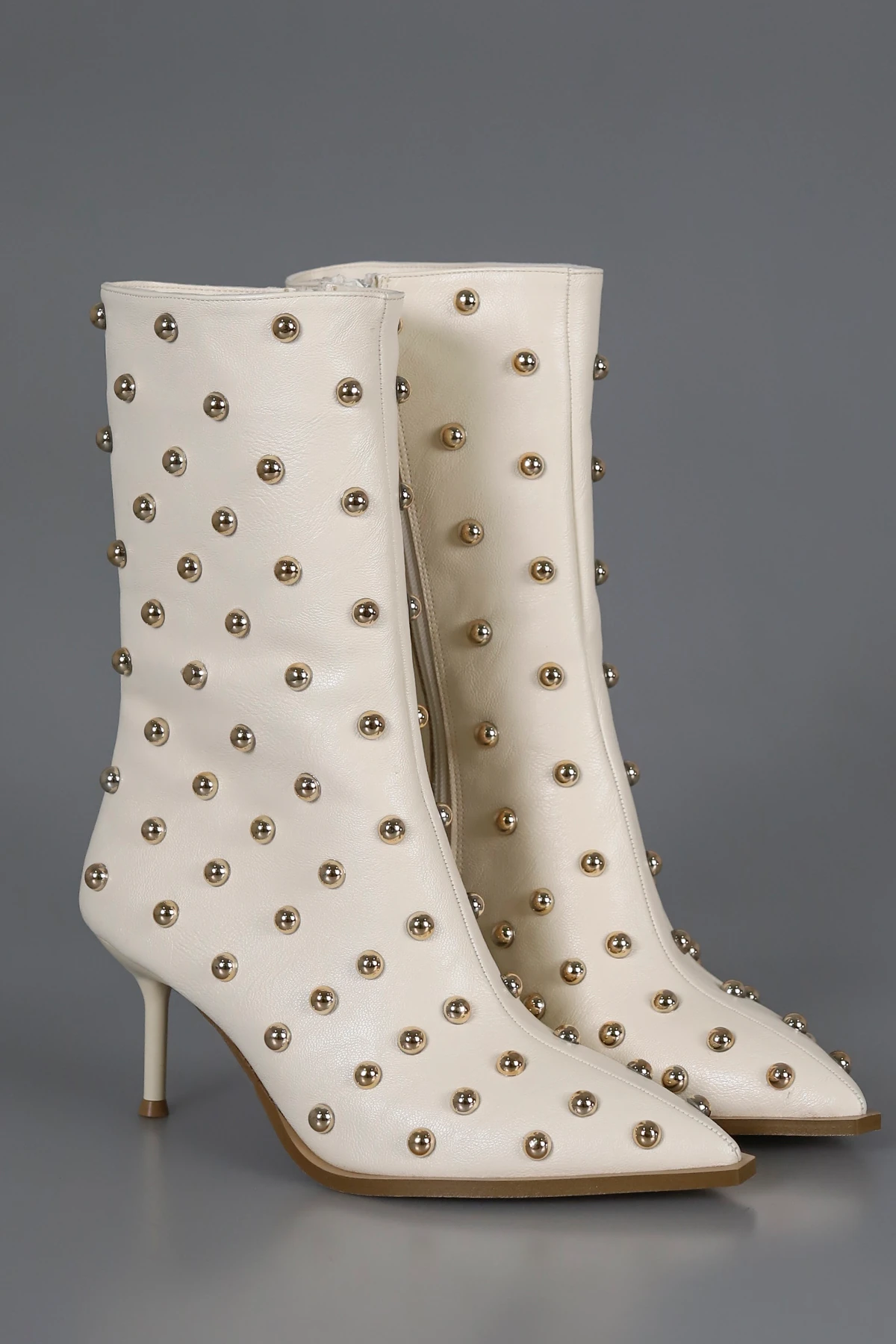 RS 1420 Troklu İnce Topuklu Bot - BEJ