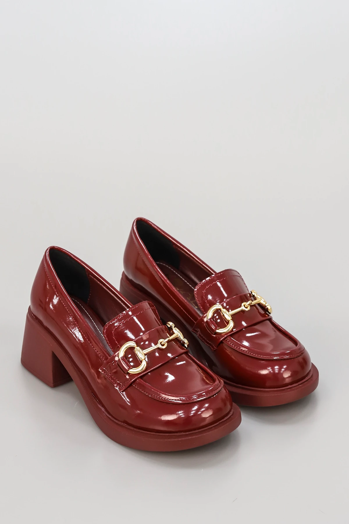 RC 700 Toka Detaylı Topuklu Loafer - BORDO RUGAN