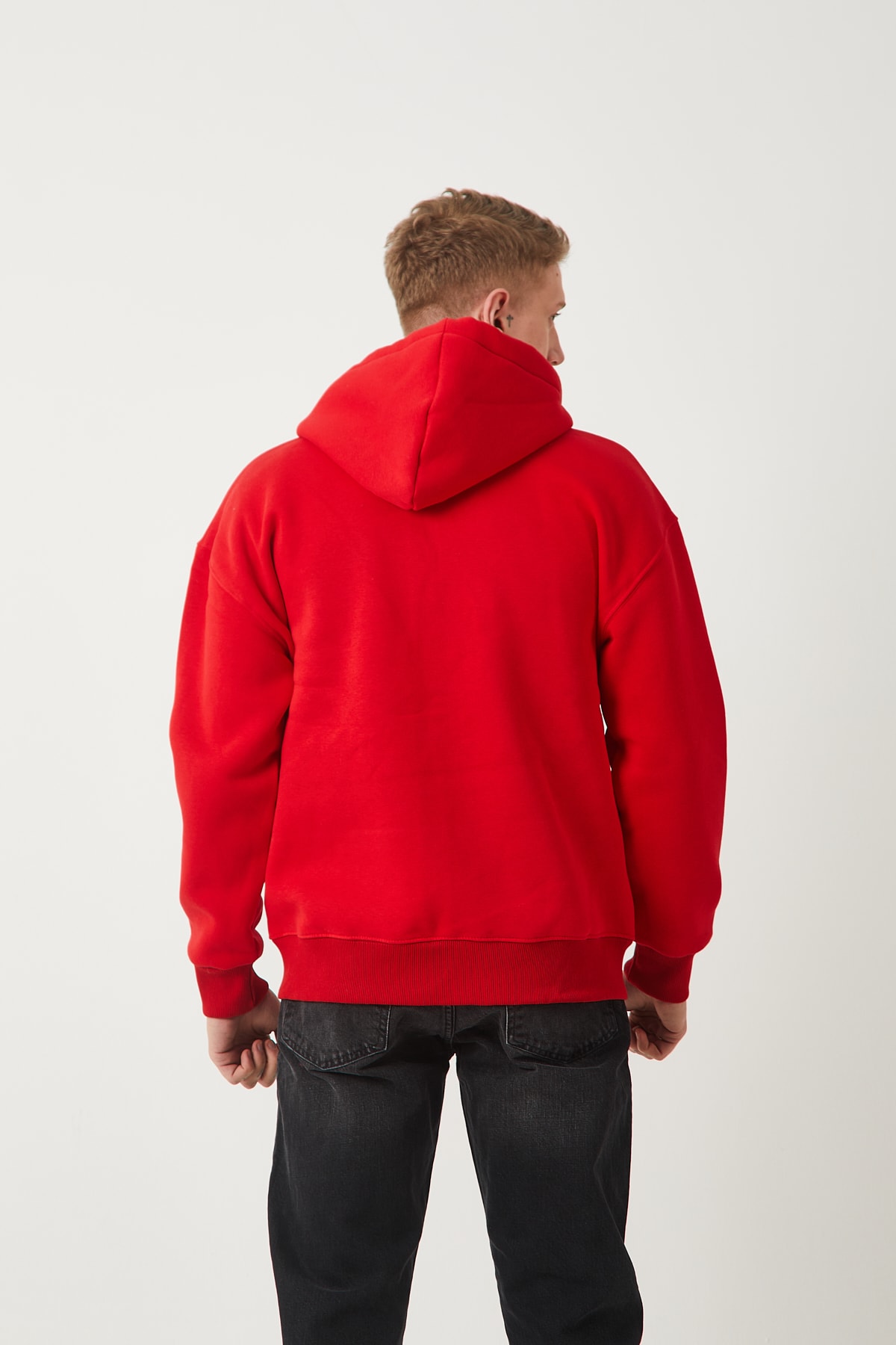 FERMUARLI KAPÜŞONLU SWEATSHIRT - KIRMIZI
