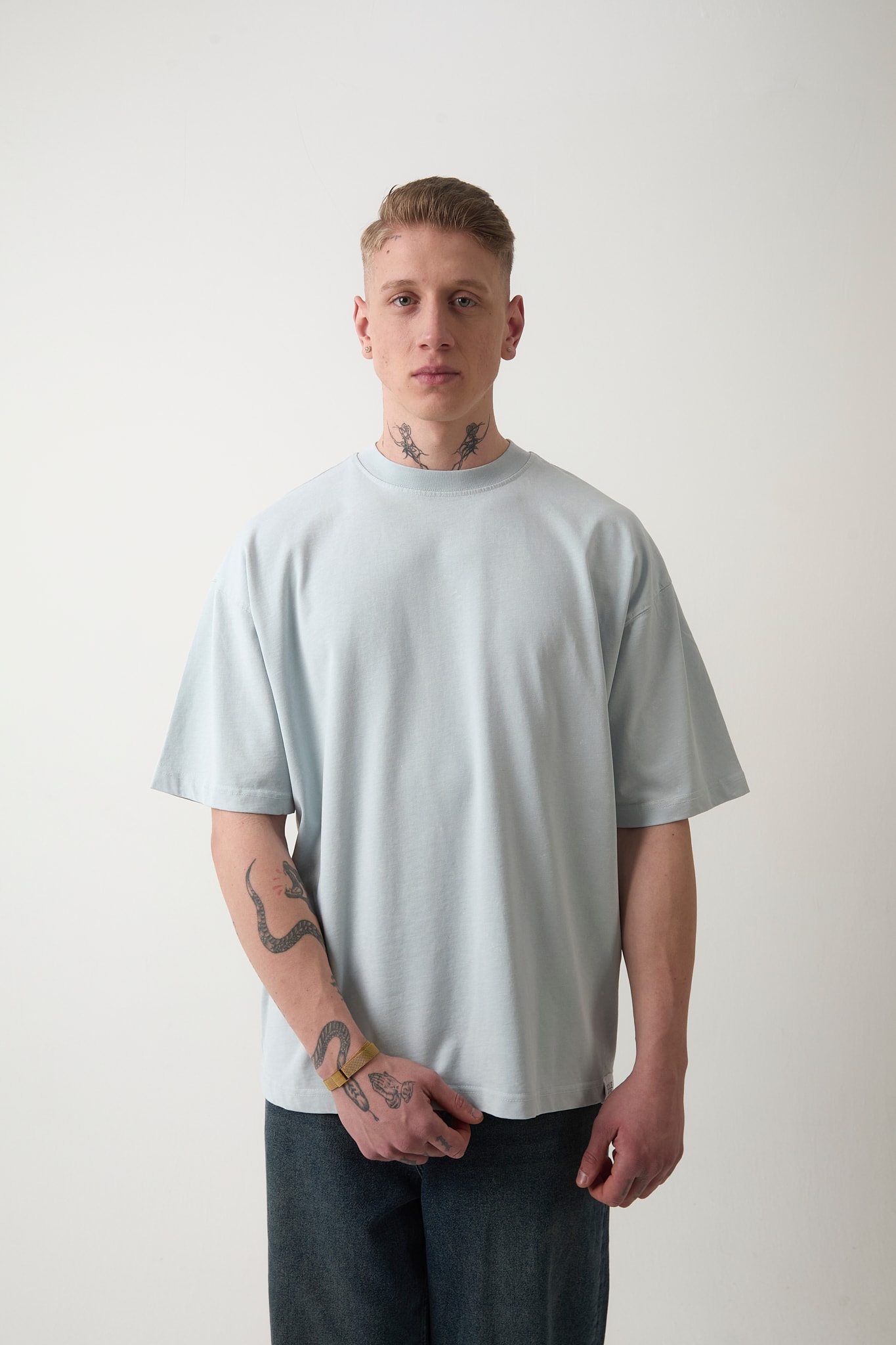 PREMIUM YIKAMALI BASIC T-SHIRT - Ice Blue