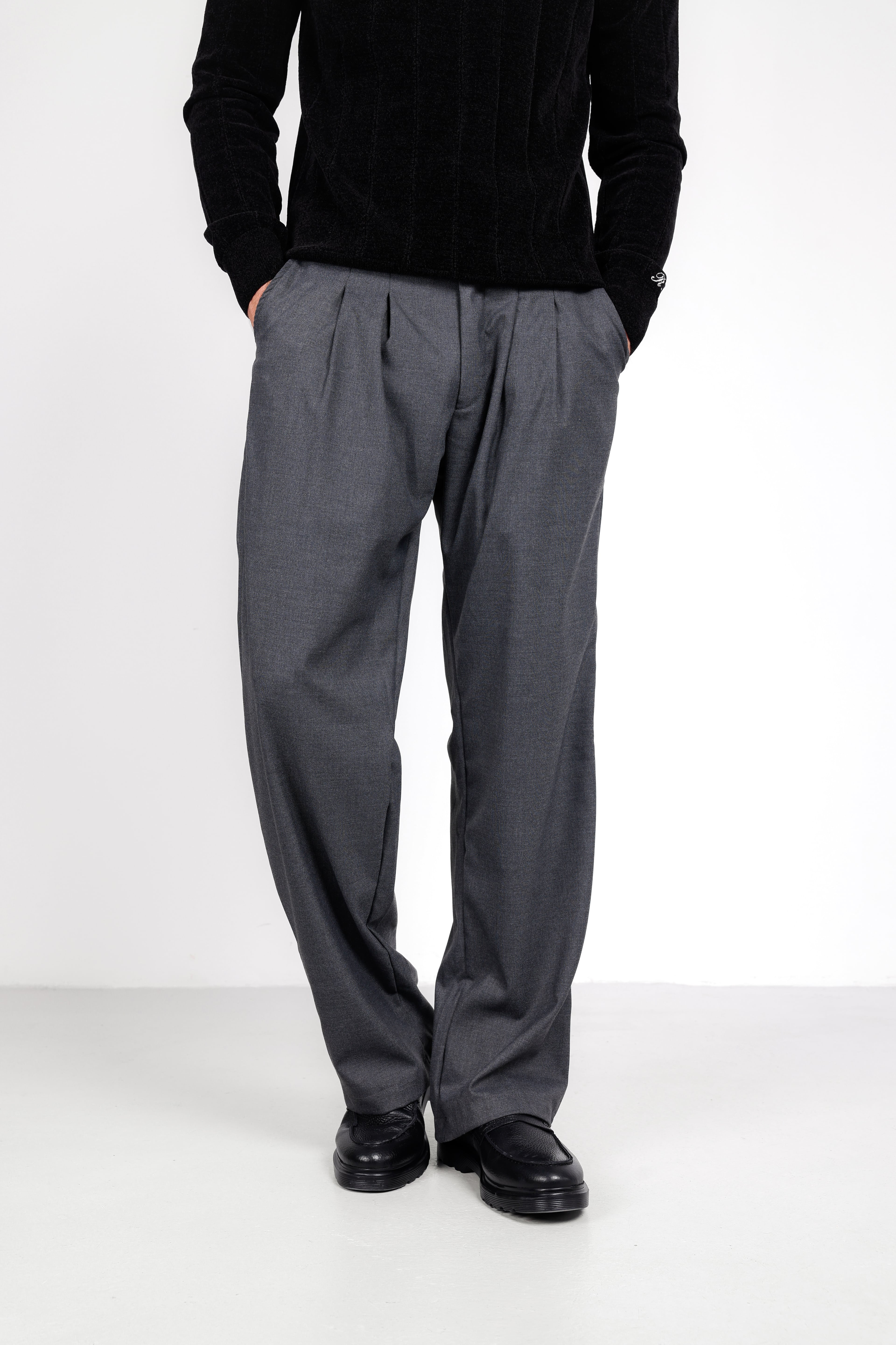 ÇİFT PİLELİ BAGGY PANTOLON - Anthracite