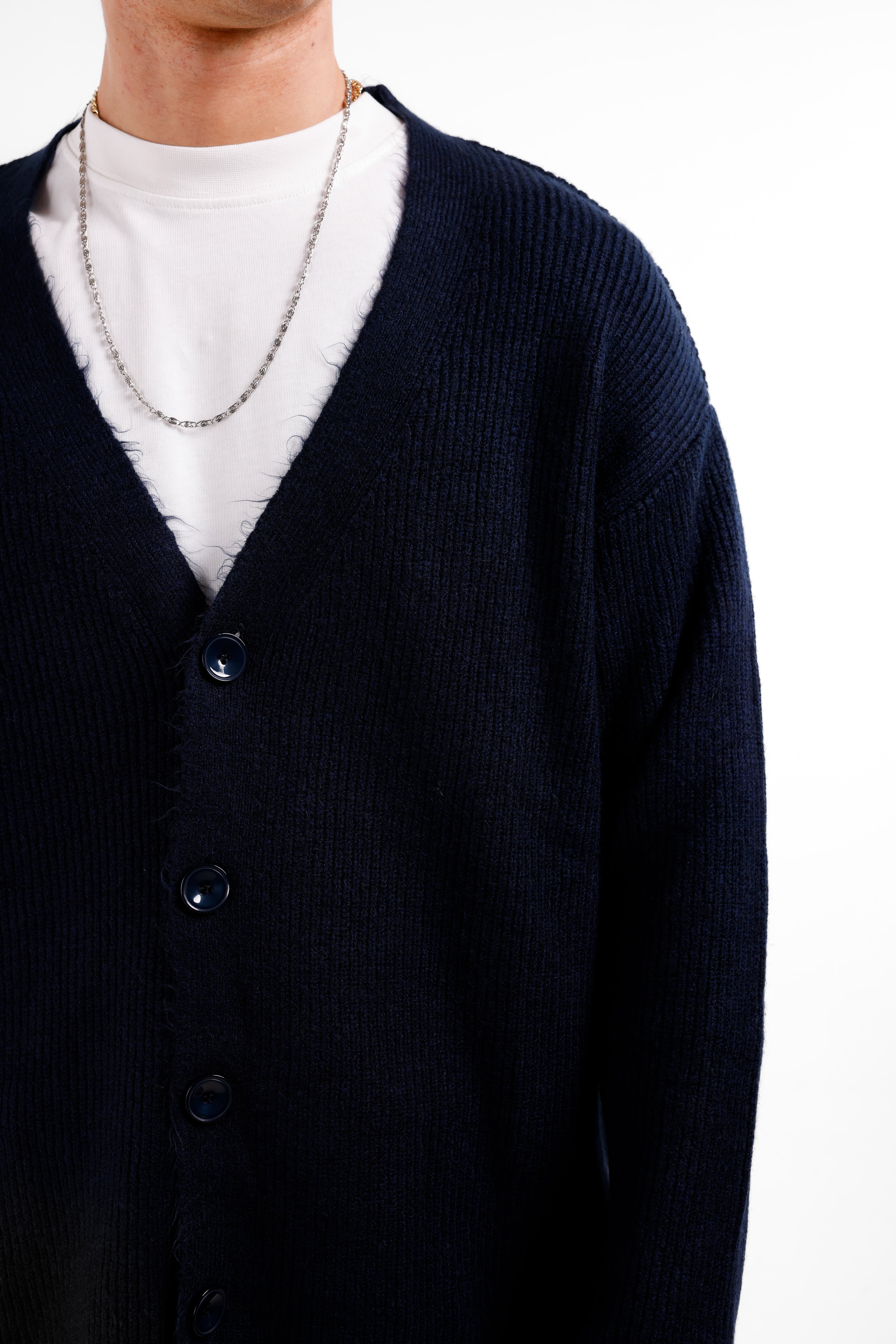 OVERSIZE TÜYLÜ TRİKO HIRKA - LACIVERT