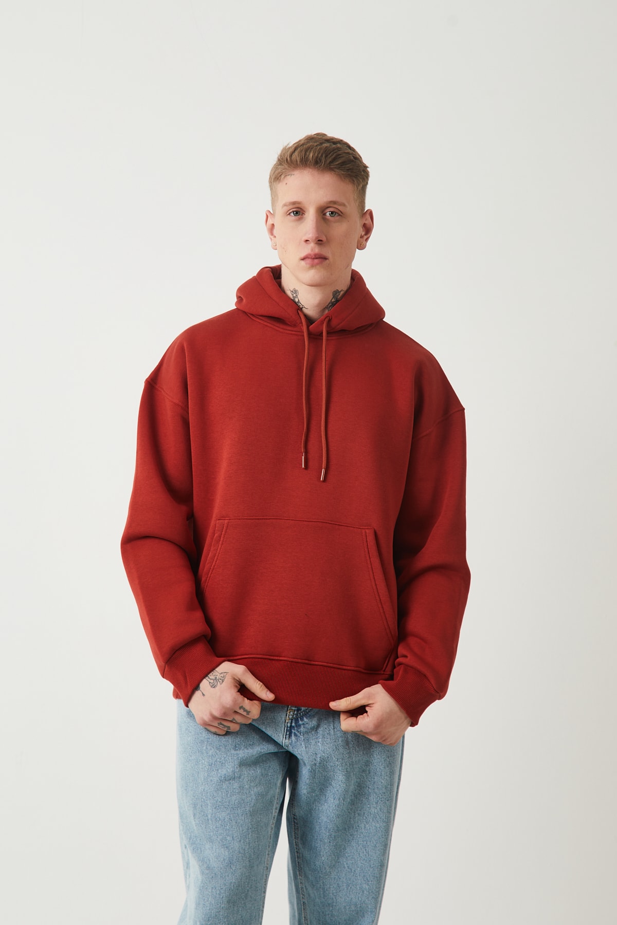 ŞARDONLU OVERSIZE HOODIE - KIREMIT