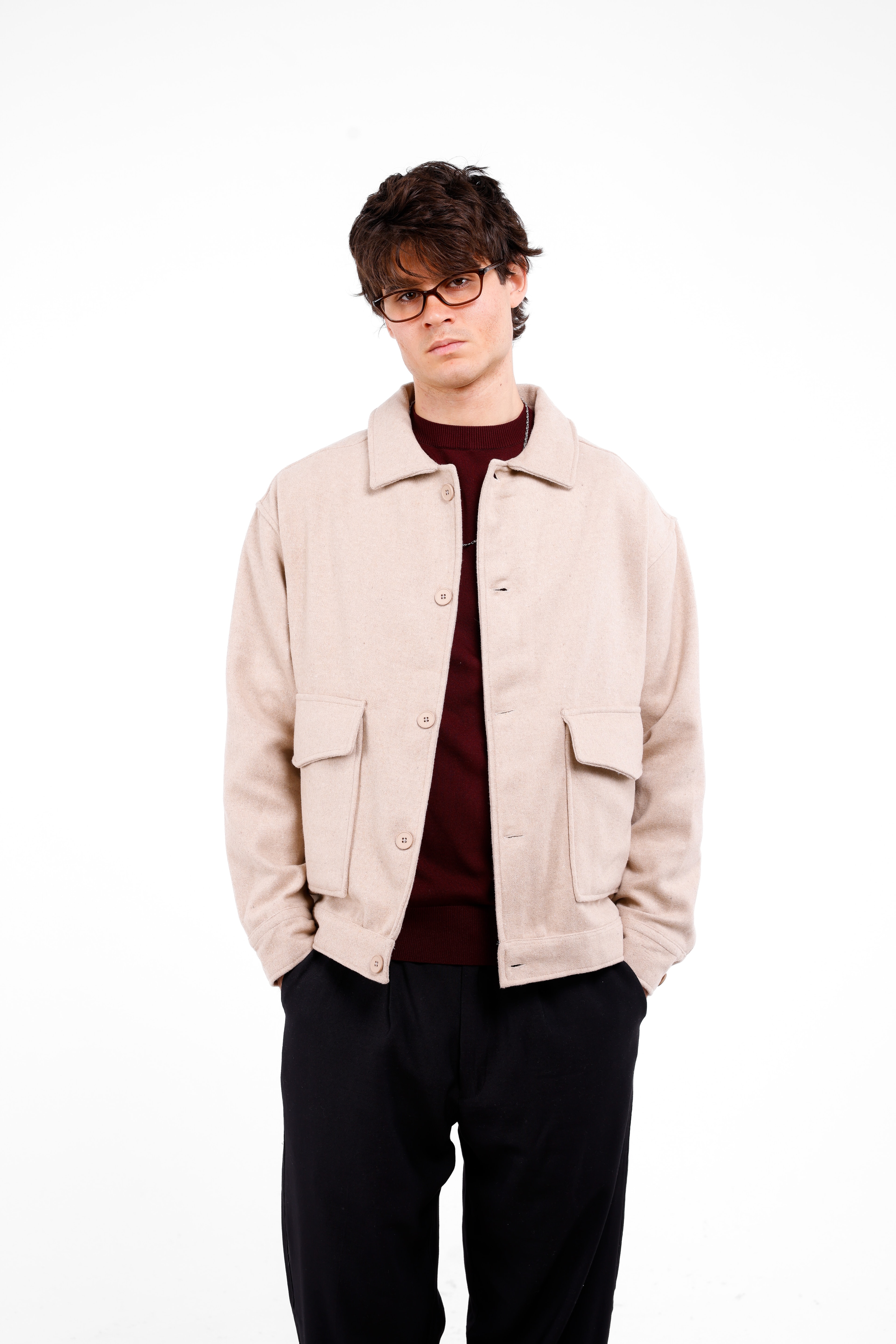 DÜĞMELİ KAŞE CEKET - Beige