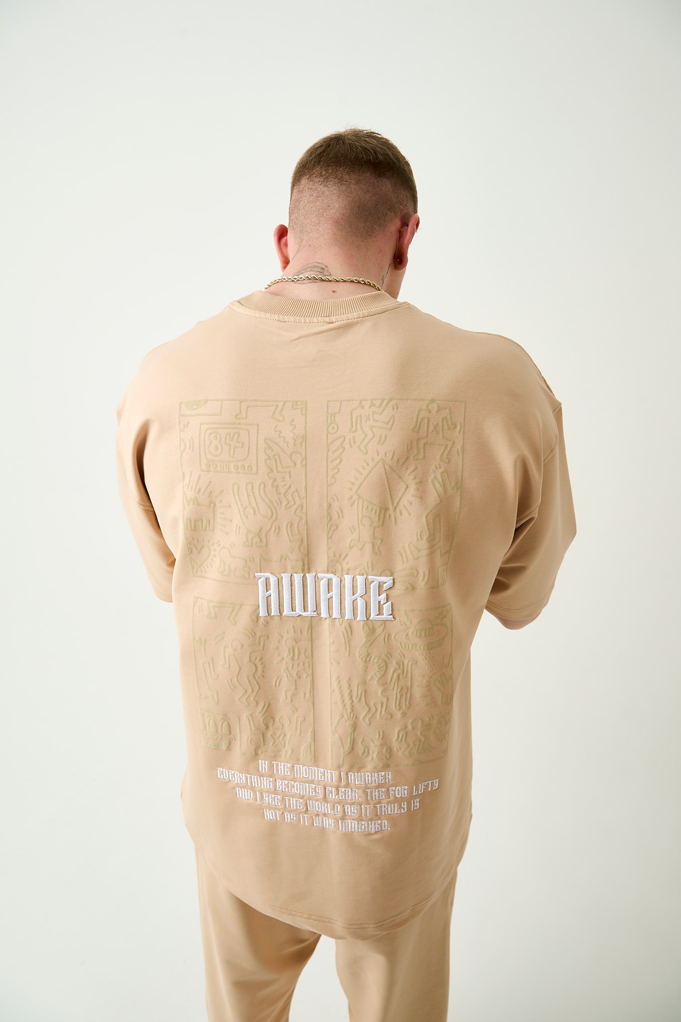 AWAKE OVERSIZE T-SHIRT - BEJ
