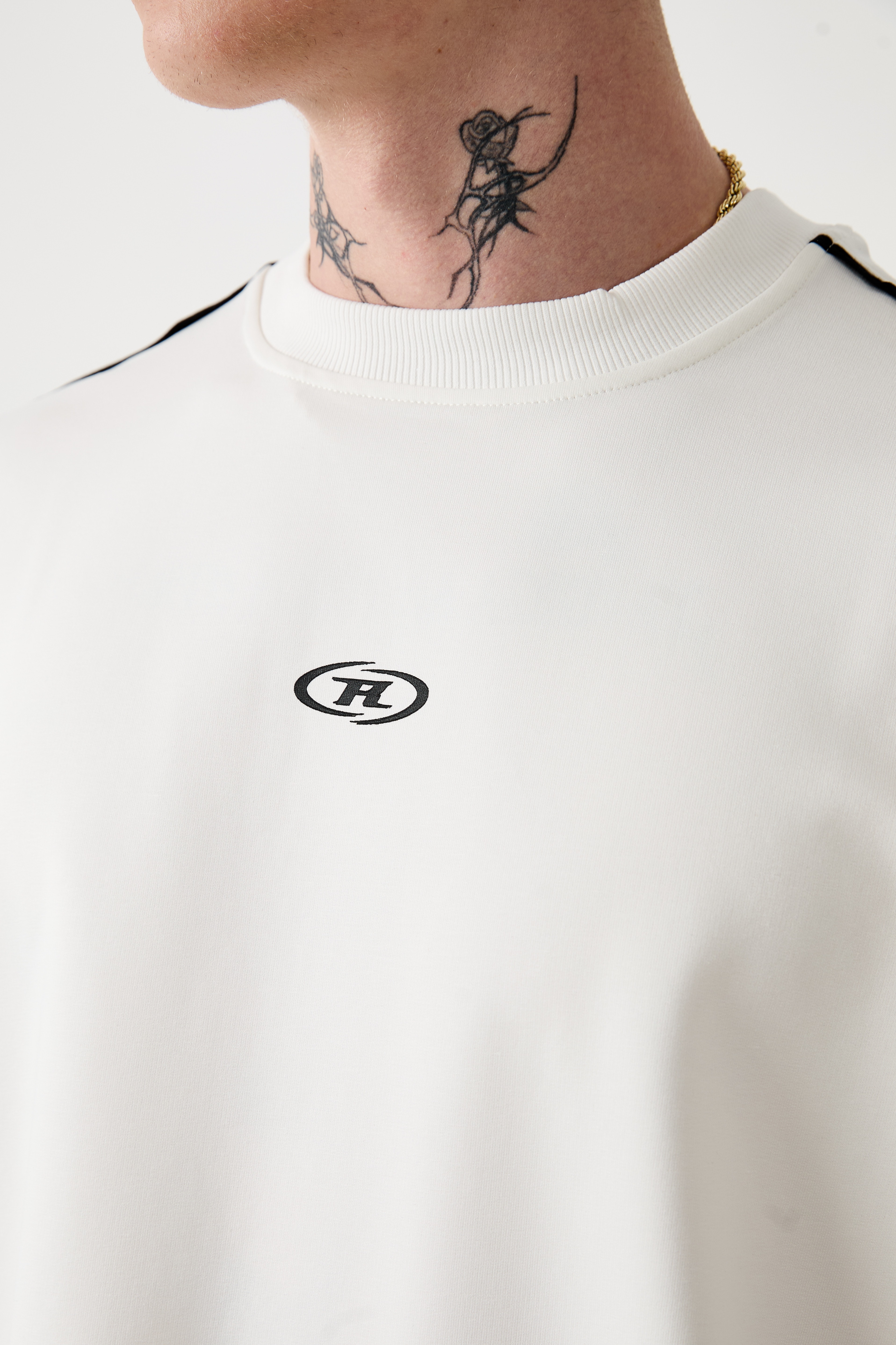 DETAYLI R OVERSIZE T-SHIRT - EKRU