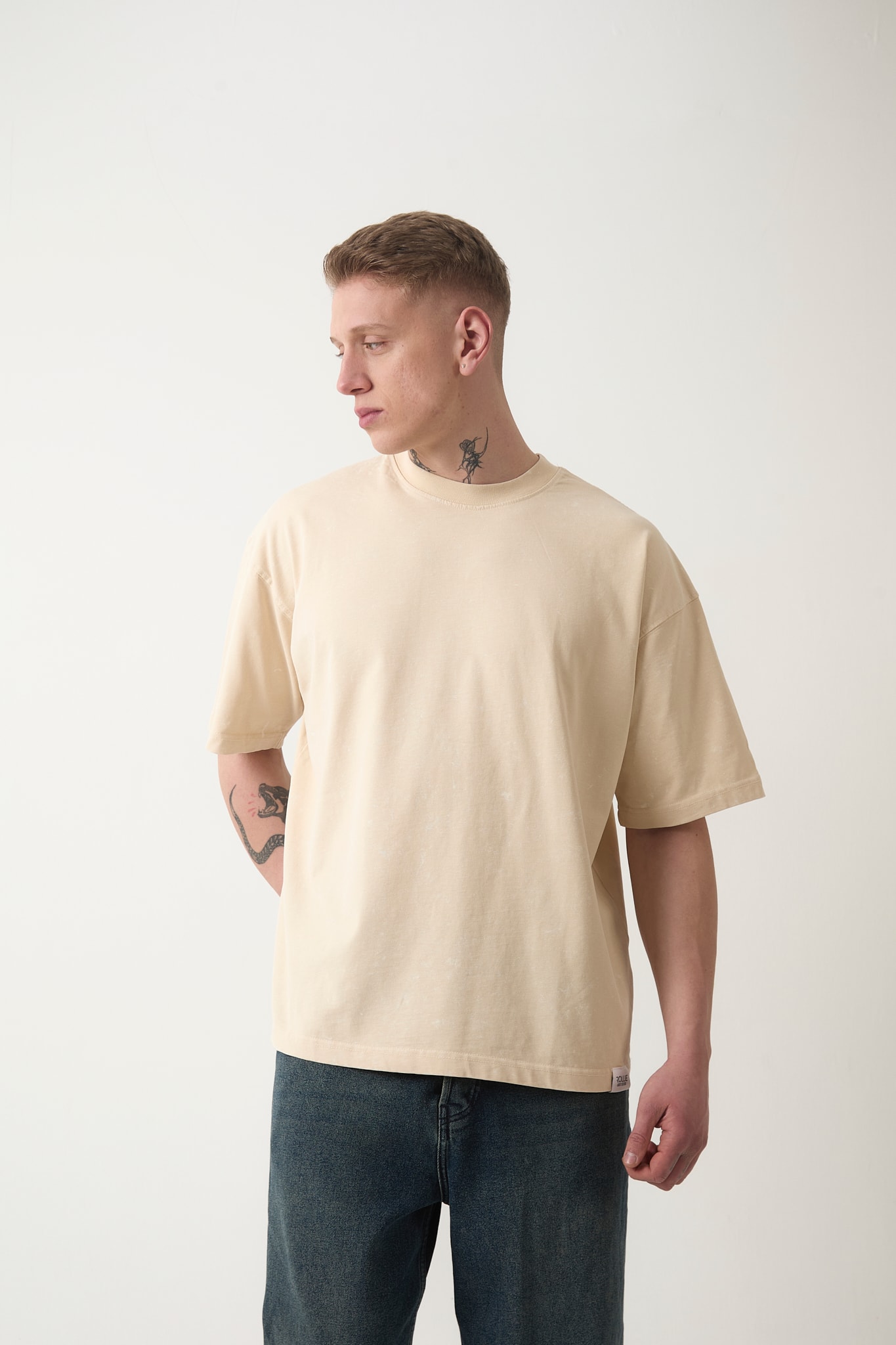 PREMIUM YIKAMALI BASIC T-SHIRT - Beige