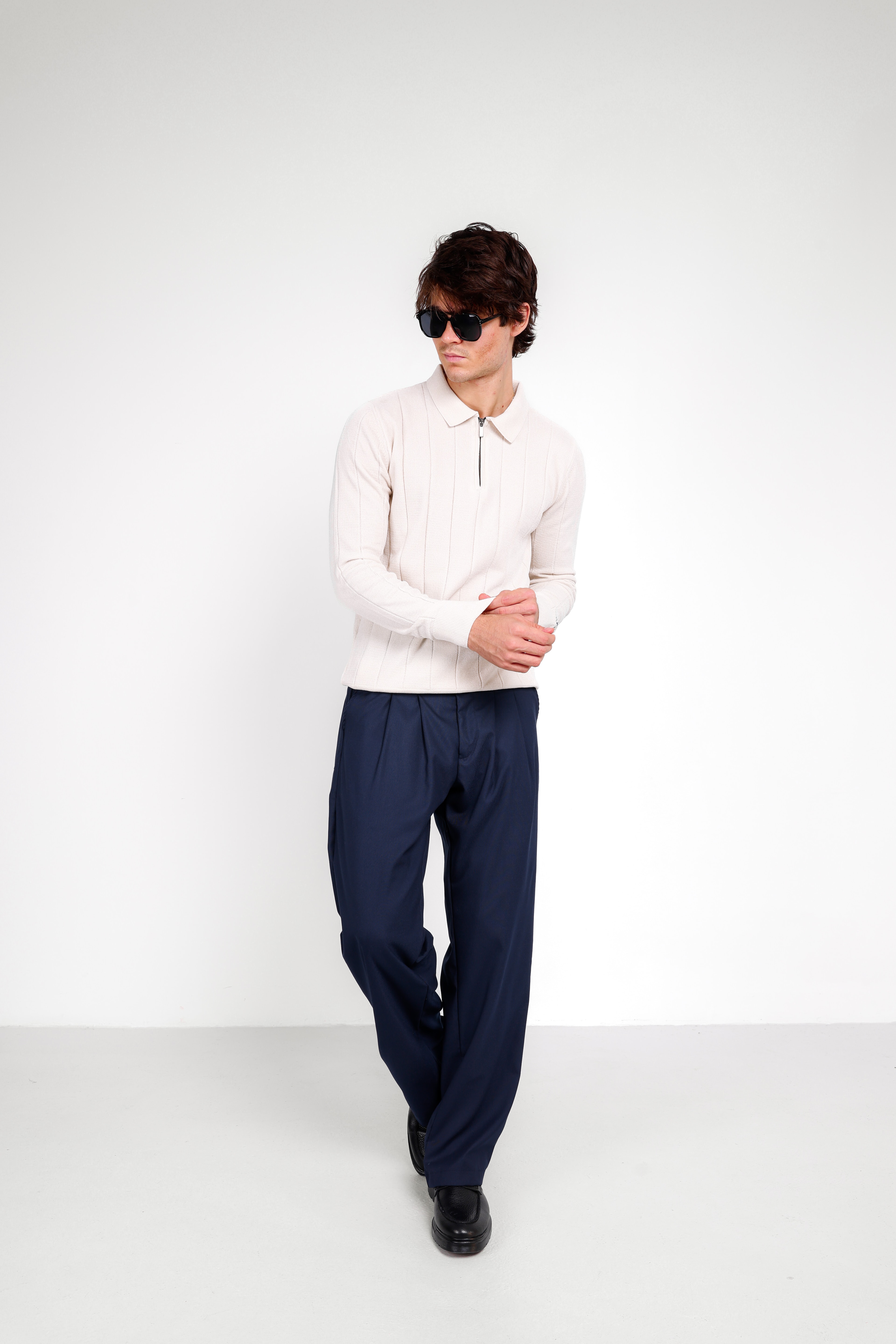 ÇİFT PİLELİ BAGGY PANTOLON - Navy Blue