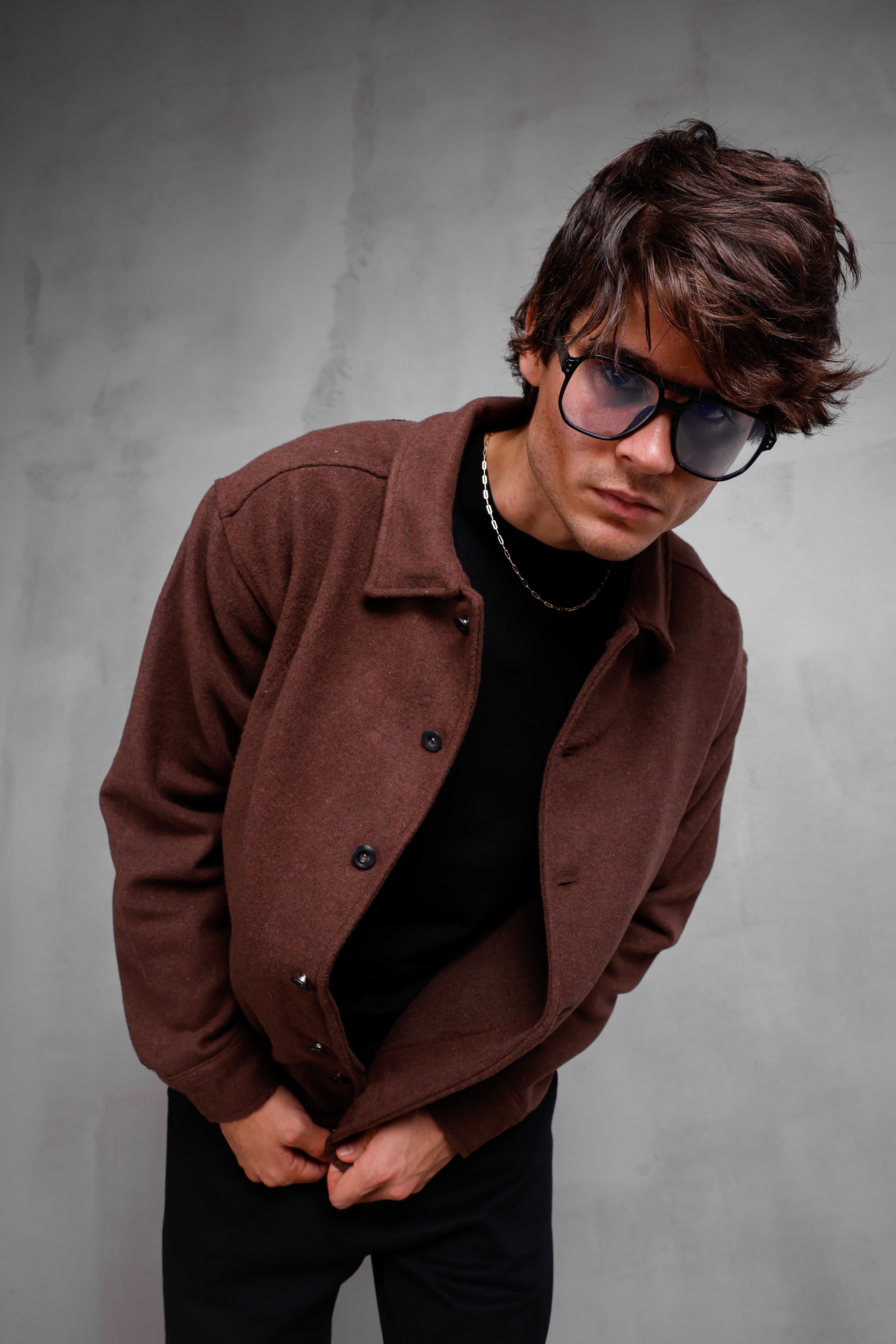 SIRT NAKIŞLI KAŞE BOMBER CEKET - Brown