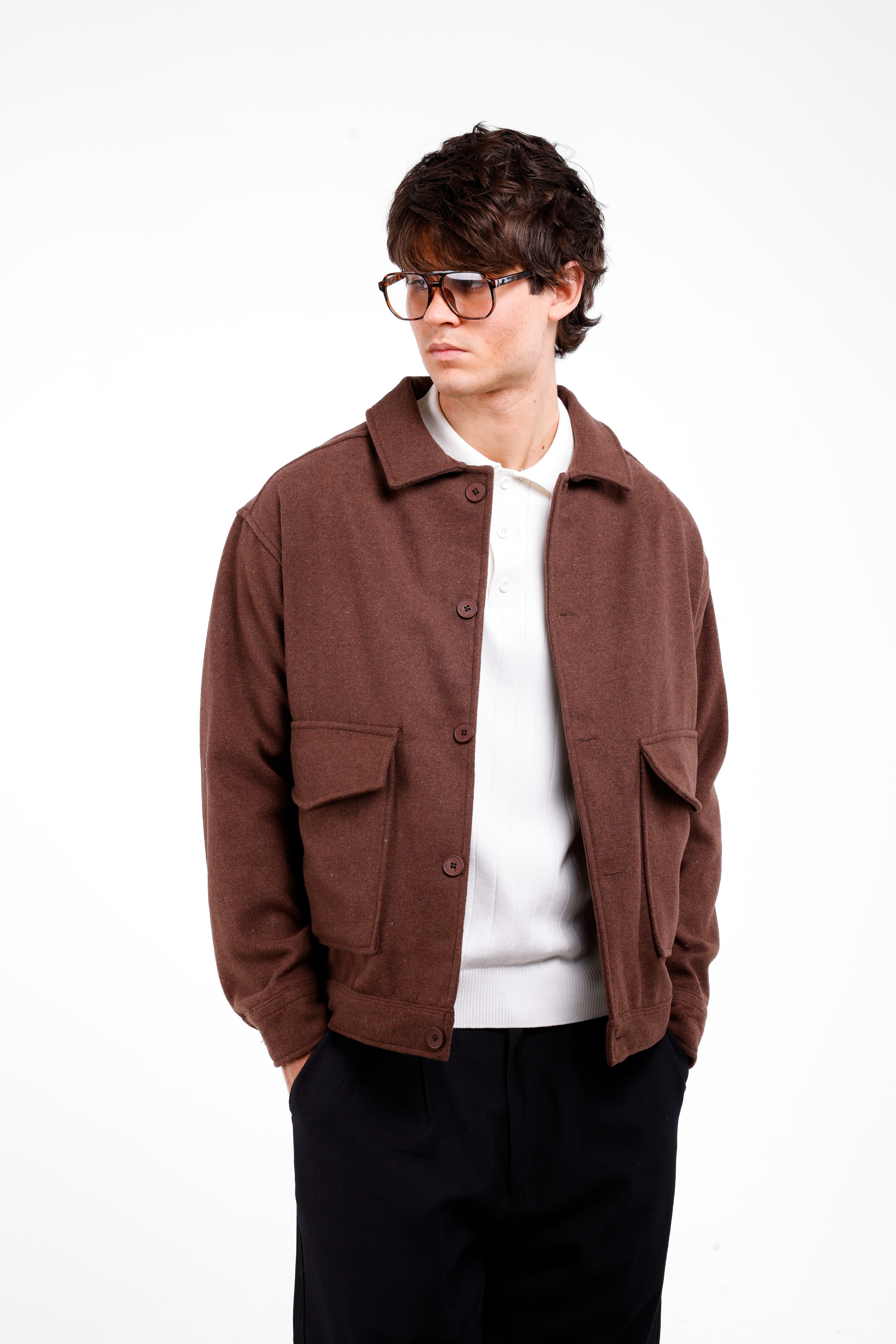 DÜĞMELİ KAŞE CEKET - Brown