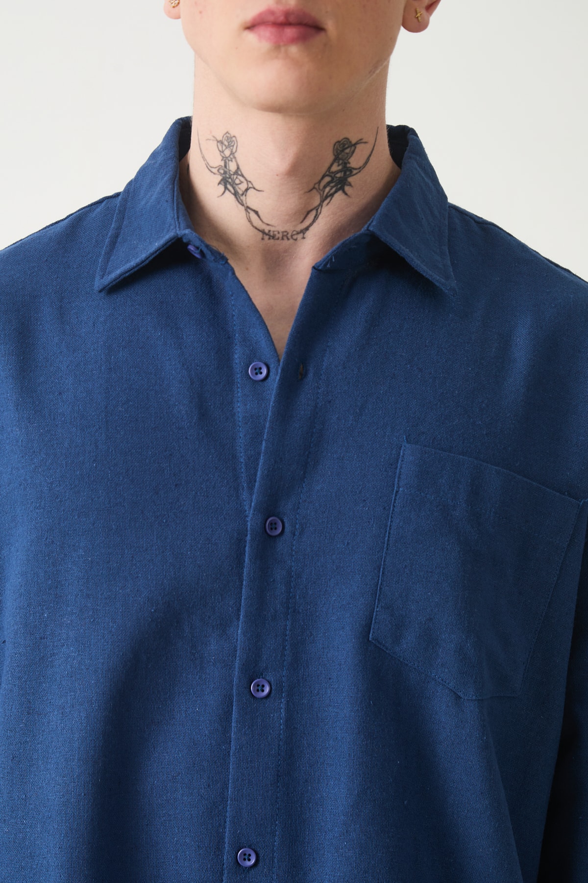 HAM KETEN GÖMLEK - Cobalt Blue