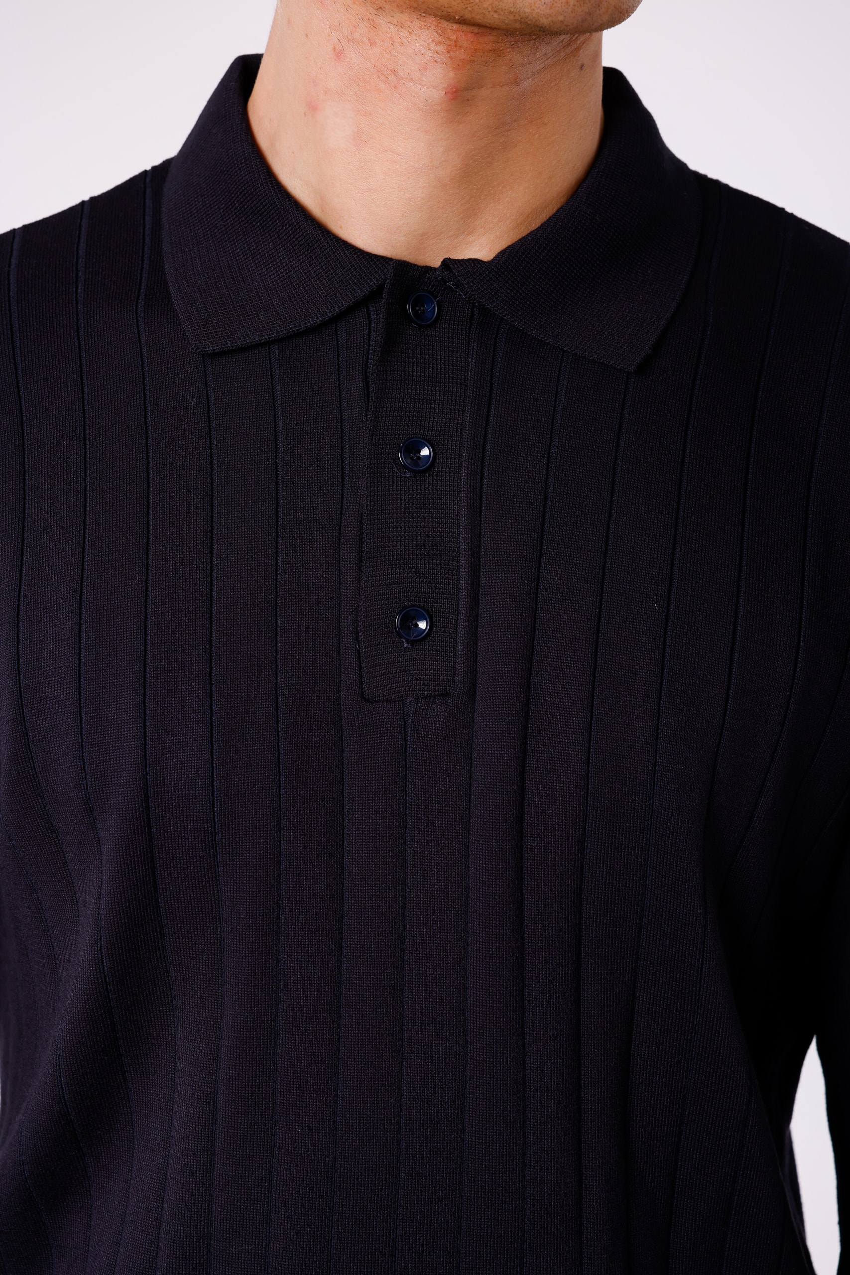 FİTİLLİ POLO YAKA TRİKO - Navy Blue