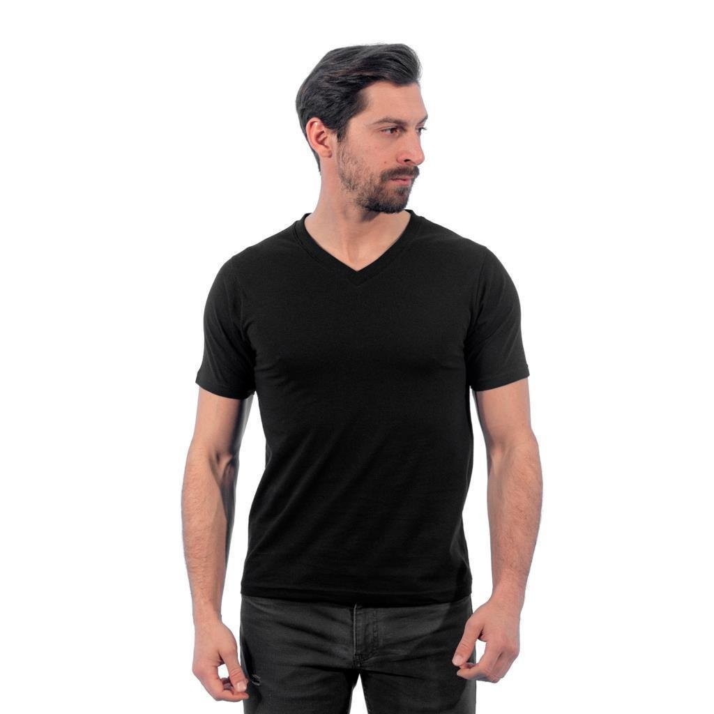 Penye Tişört V yaka Siyah 022