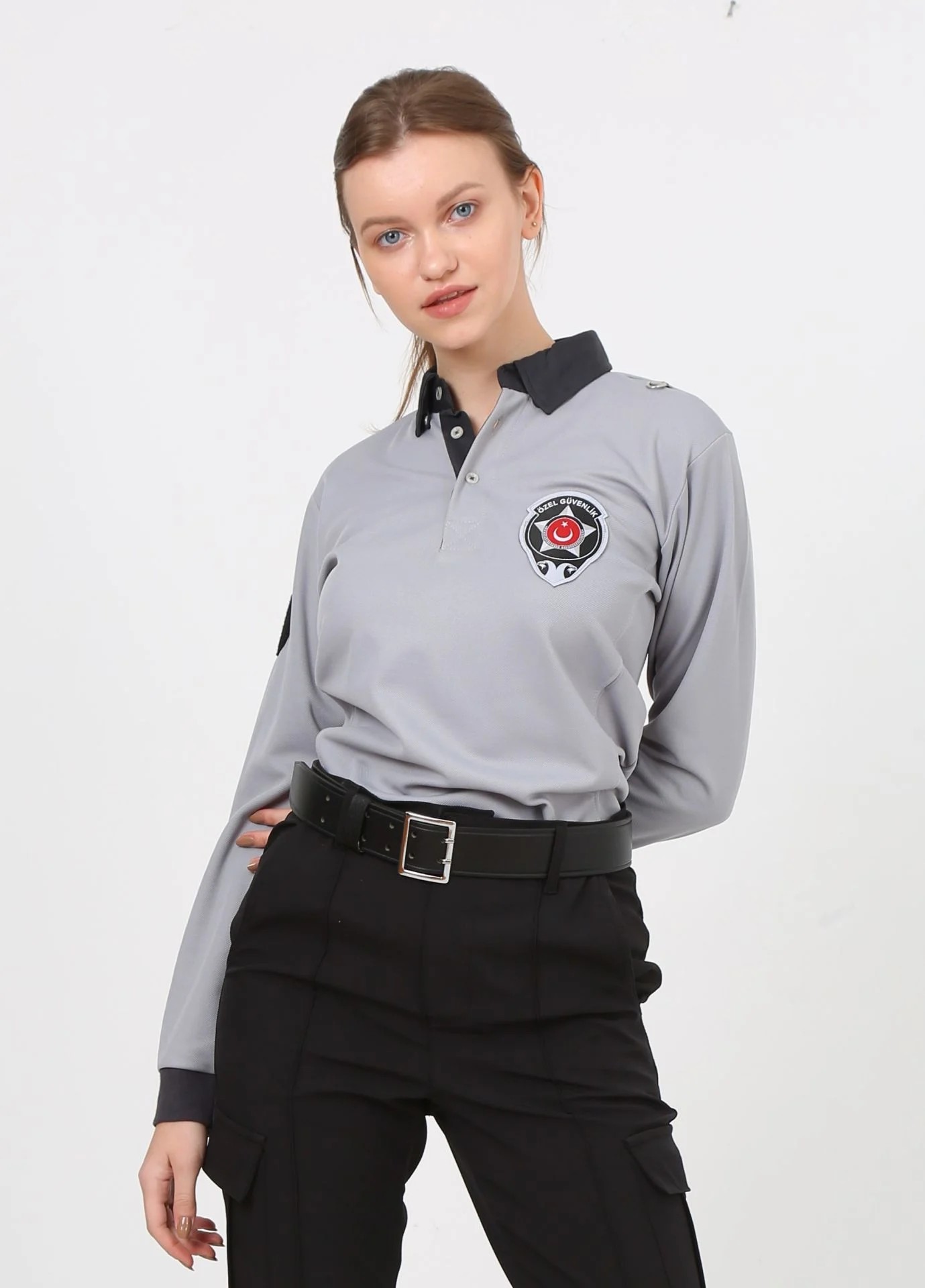 Yeni Kamu Personel Bayan Özel Güvenlik Kışlık Uzun Kollu Polo Yaka Tişört