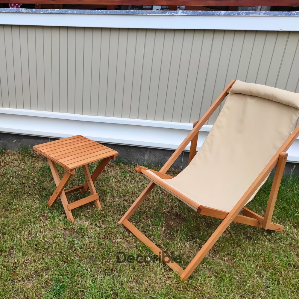 Kavisilla Şezlong Sandalye Seti Ahşap Balkon Bahçe Takımı