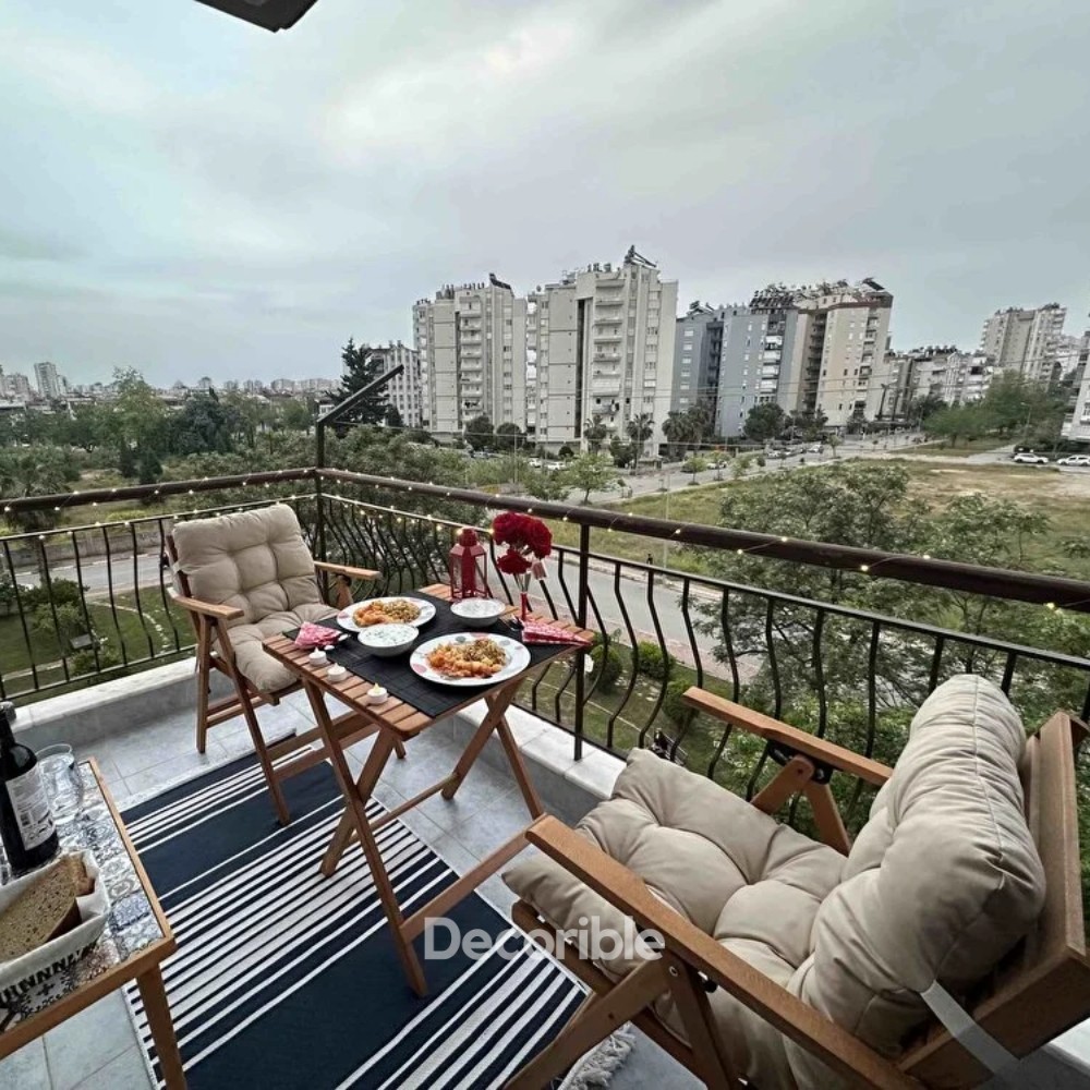 Flexdura 2+1 Katlanır Masa Sandalye Takımı Ahşap Balkon Bahçe Mobilyası