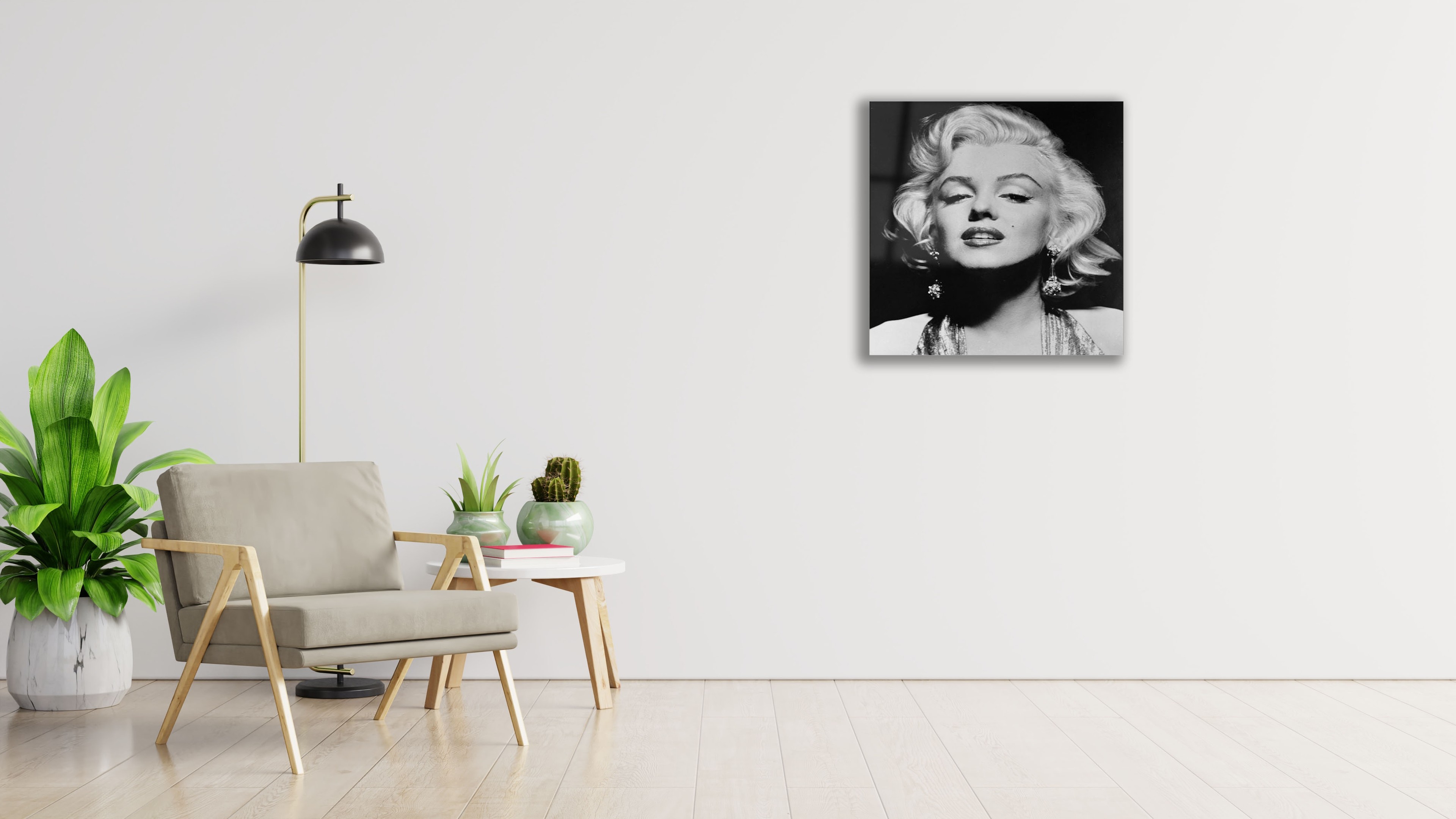 Marilyn Monroe Monokrom Portresi Cam Tablo