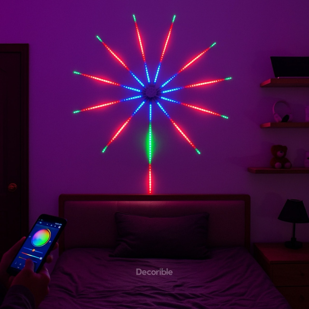Hawaii RGB LED Şerit Kumandalı USB Bluetooth Telefon Kontrollü Ses Etkileşimli Dekoratif Aydınlatma