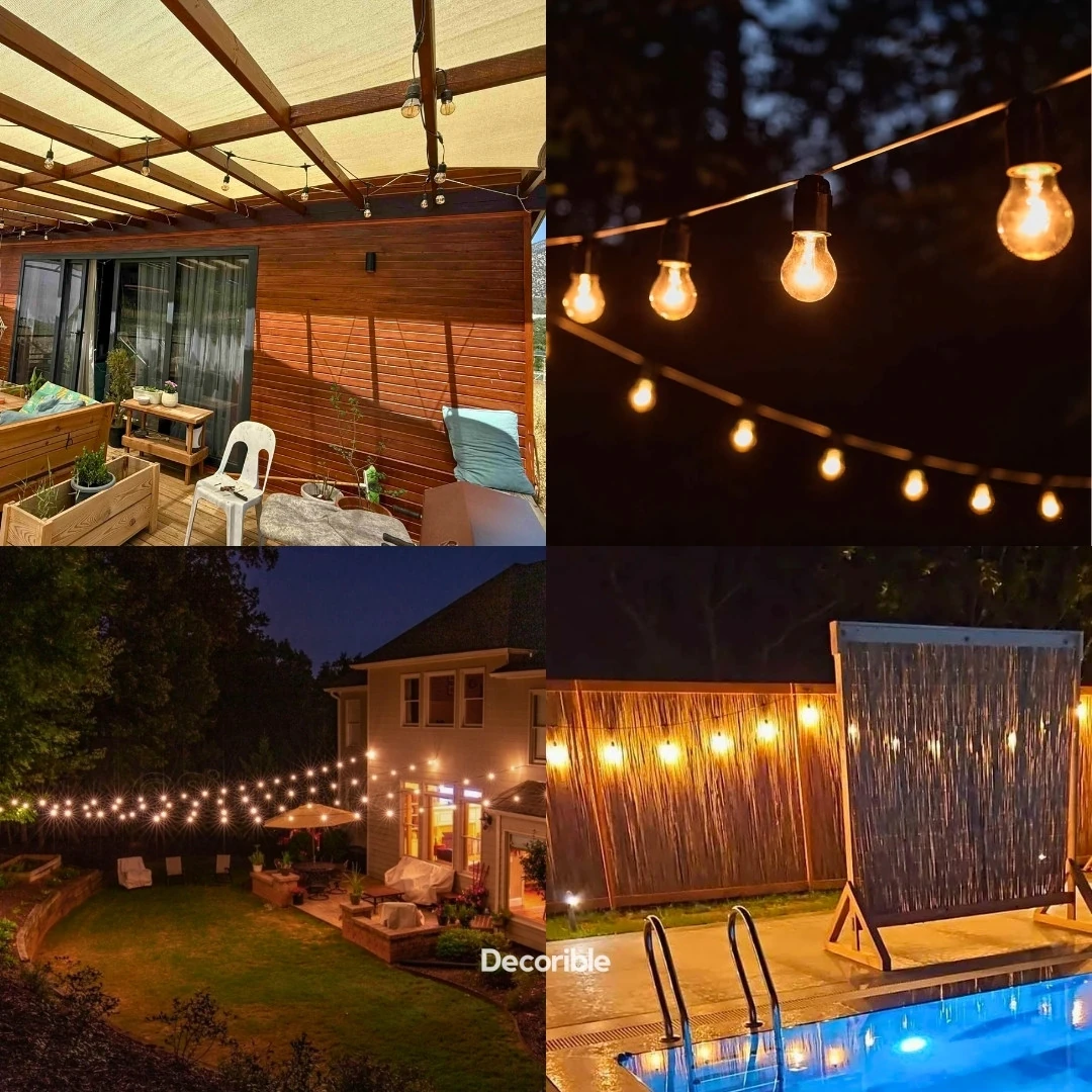 Rustika Kırılmaz Ampul Dış Mekan Bahçe Aydınlatması Su Geçirmez 10 Metre 10 Duylu