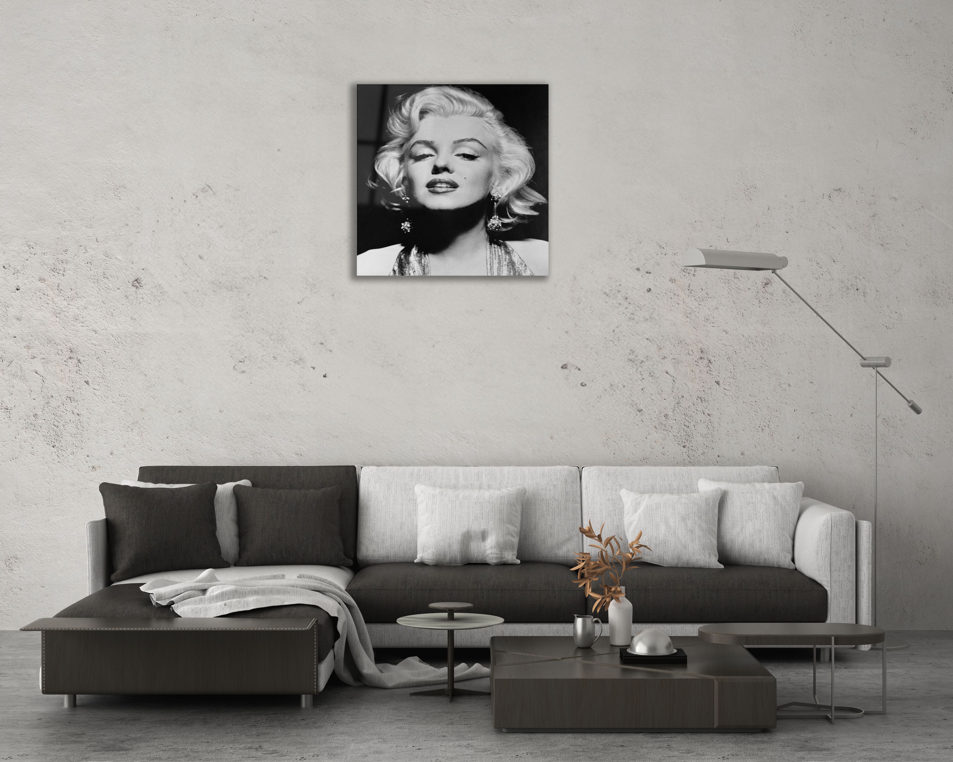 Marilyn Monroe Monokrom Portresi Cam Tablo