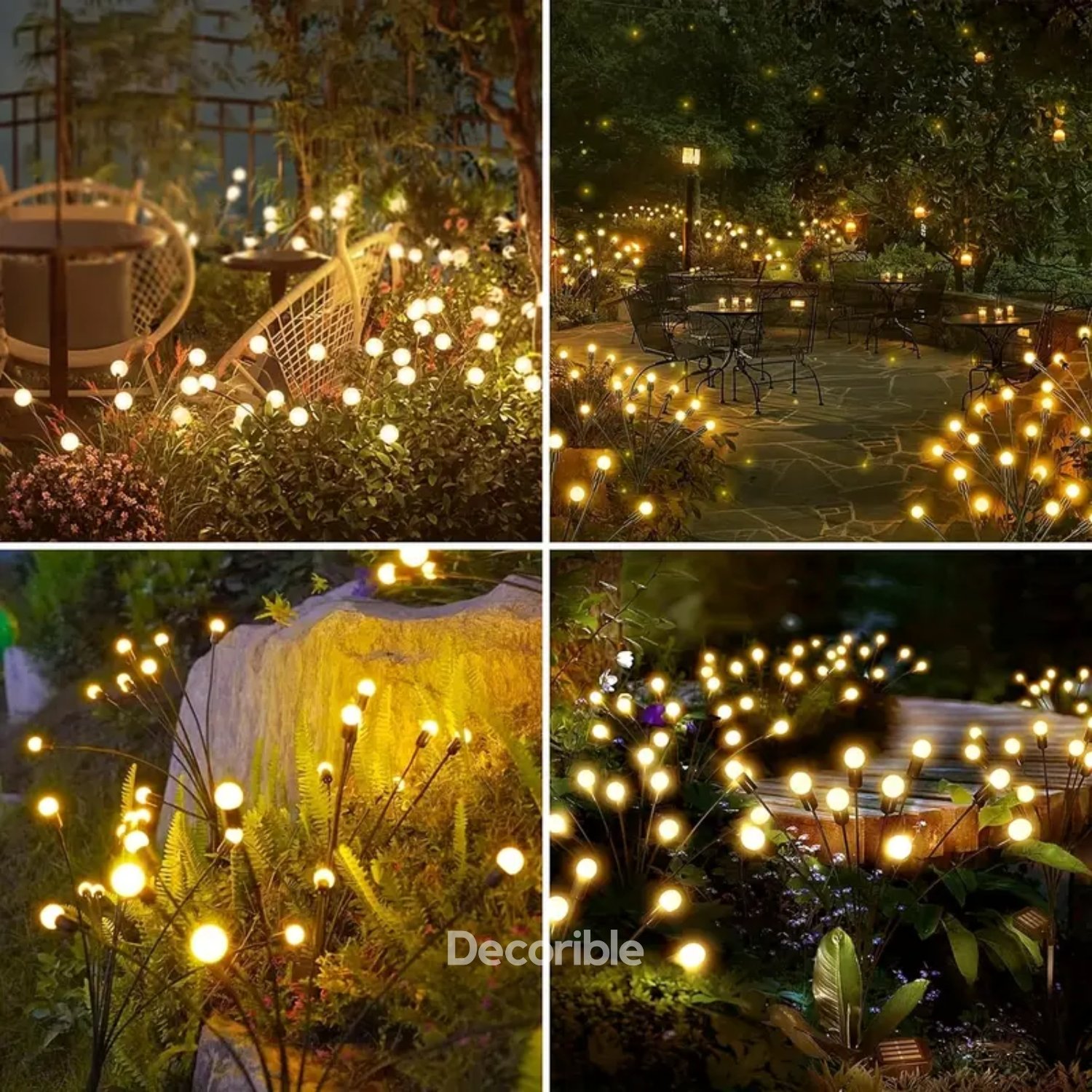 Lampy Güneş Enerjili Solar Ateşböceği Bahçe Işıkları 8 Led Kazıklı Bahçe Dekorasyonu Gün Işığı 2‘li Paket